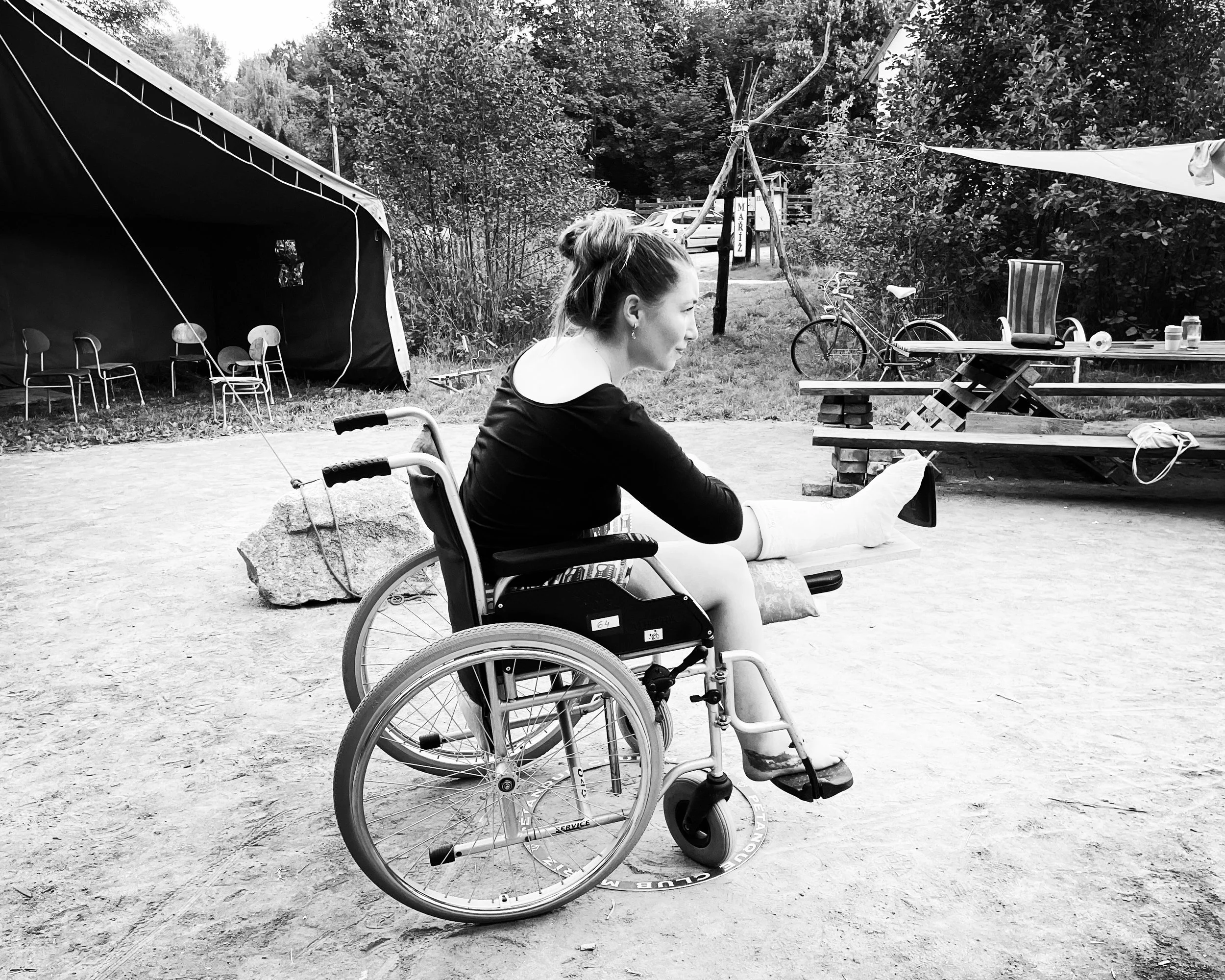 Even from the wheel chair