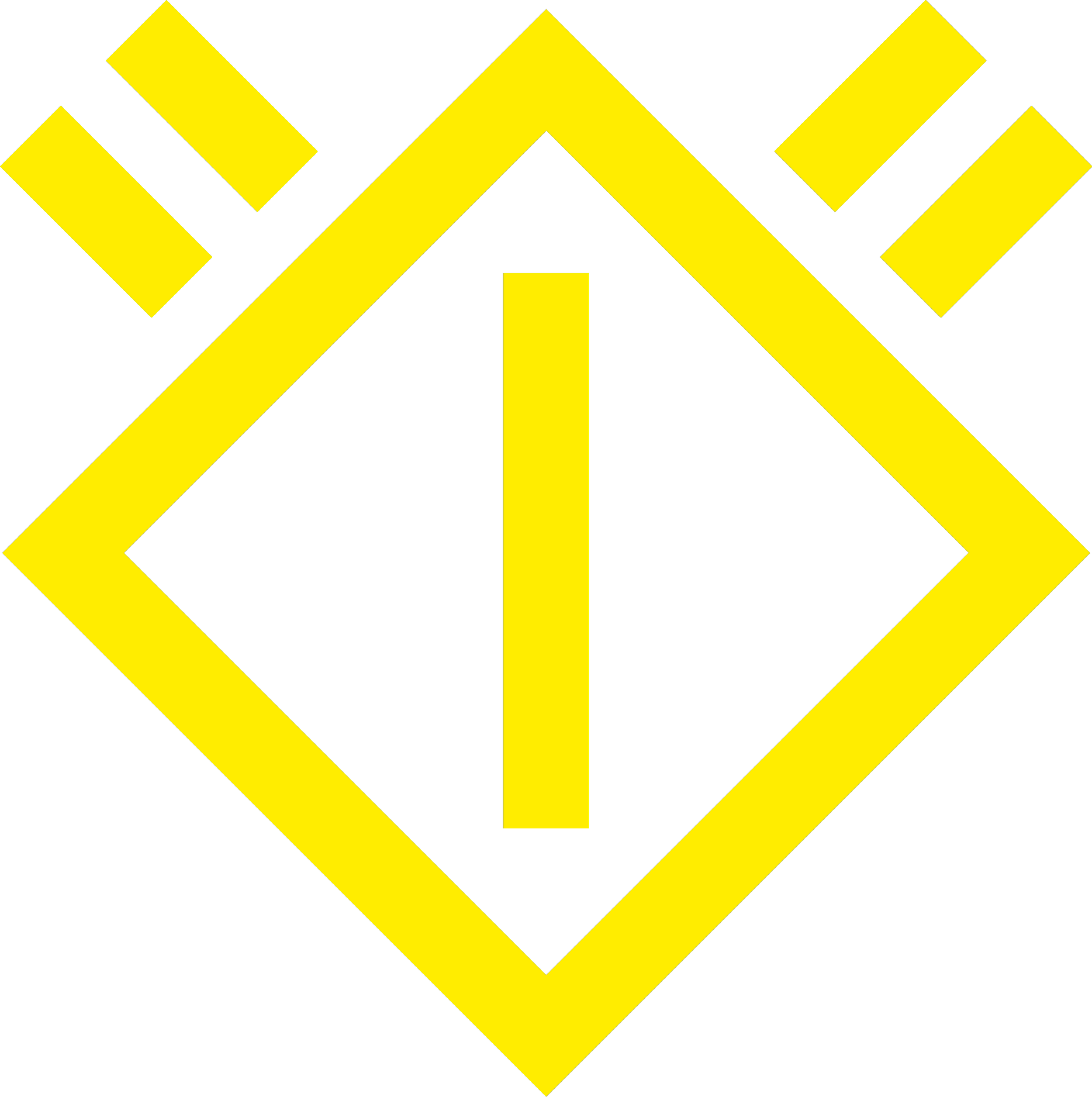 A black background with a yellow diamond-shaped boundary and a yellow vertical stripe in the center, with smaller yellow rectangles around the edges.