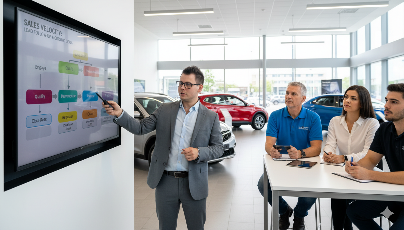 A representation of Agilita Digital delivering sales consultancy to a car dealership.