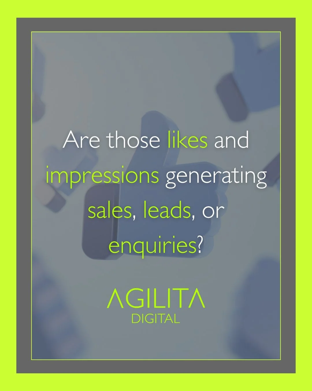 🚨 Business owners, are you focusing on the wrong thing?

We&rsquo;ve seen it too often:

✅ Facebook likes
✅ TikTok views
✅ LinkedIn impressions

They look great on the surface, but if your marketing isn&rsquo;t bringing in leads, enquiries or sales&