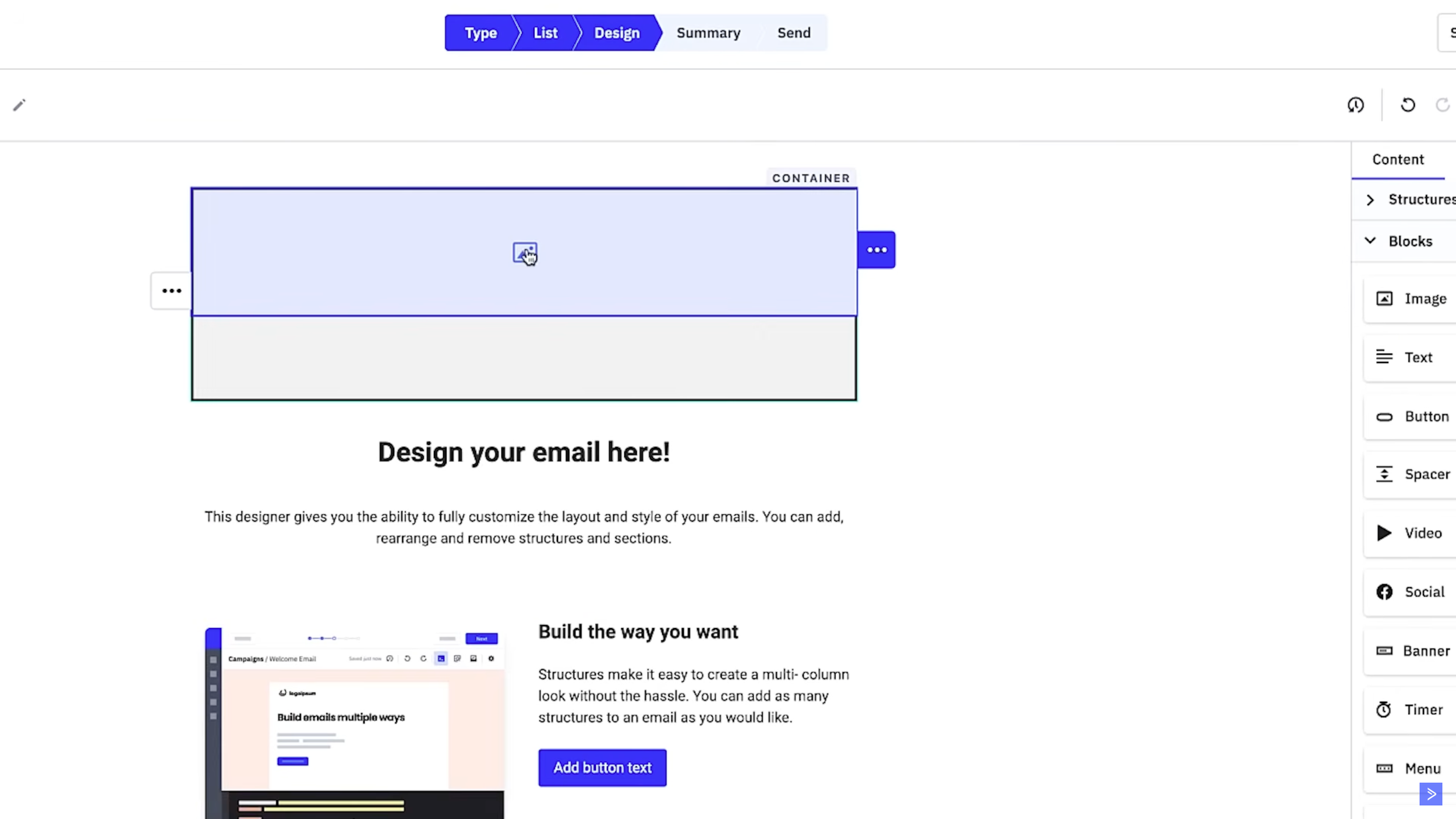 ActiveCampaign's email builder
