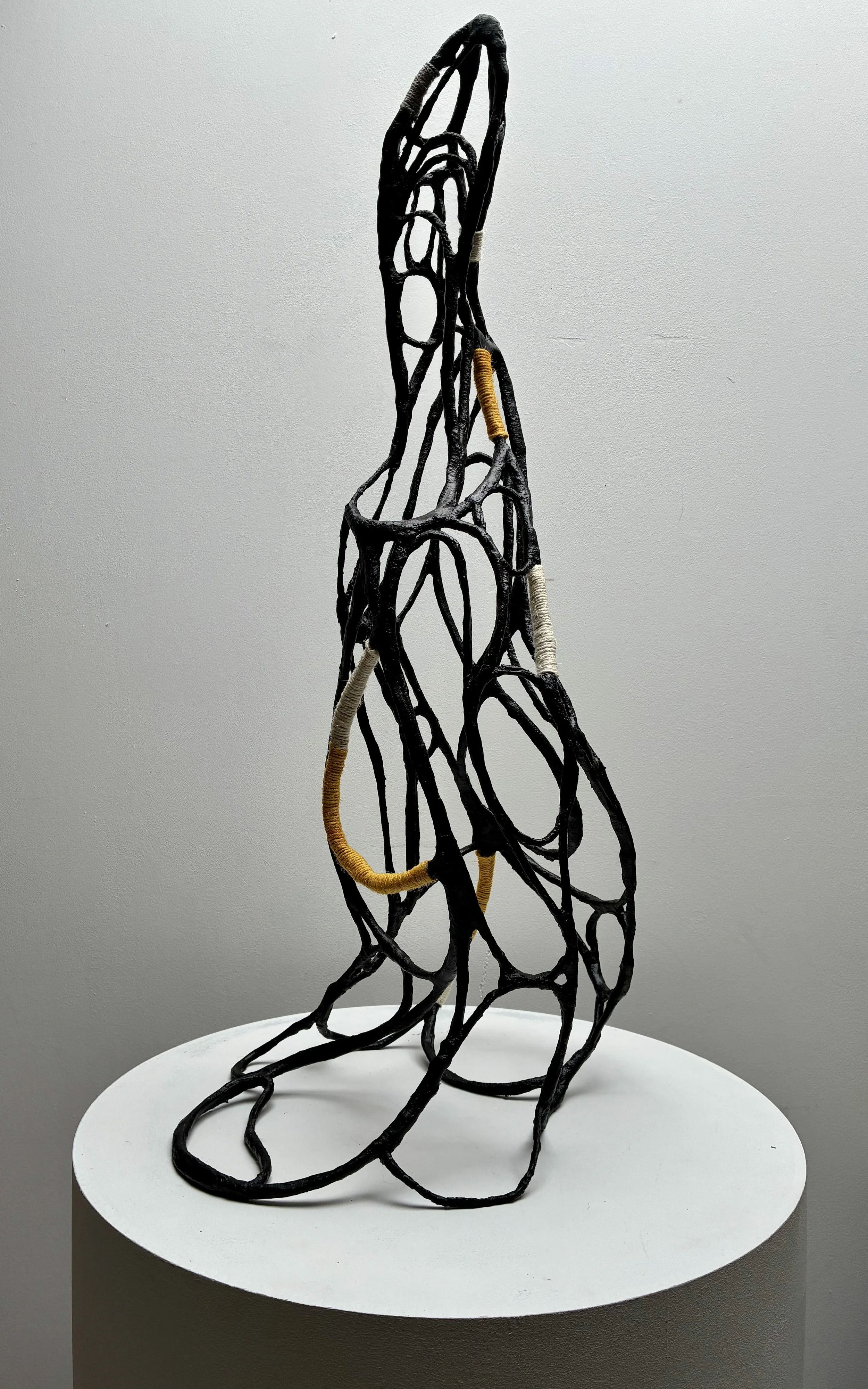 It Could Be Sweet, 2026. Wood, paper, plaster, paint, jute twine.