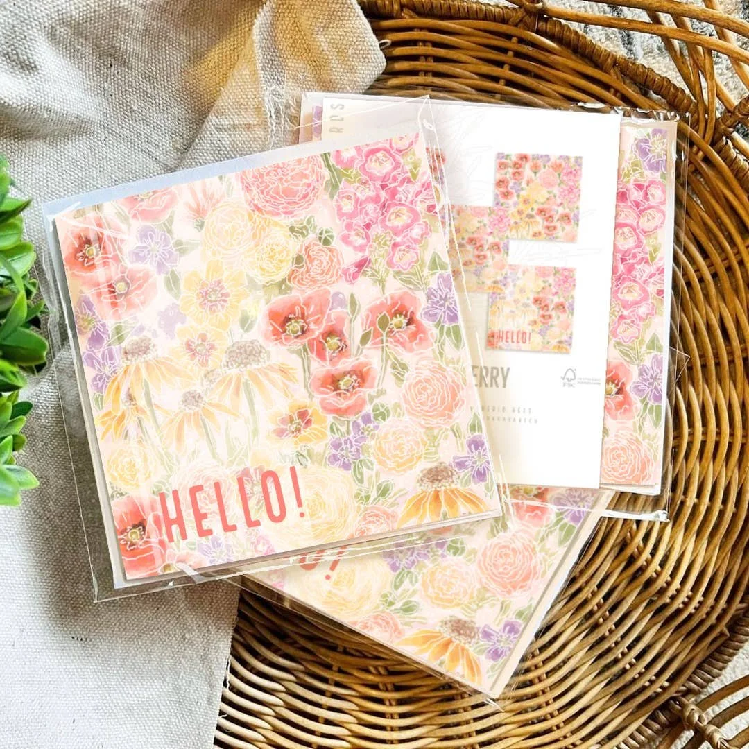Watercolor Floral Stationery Set-Everyday Note Cards- 5 pack