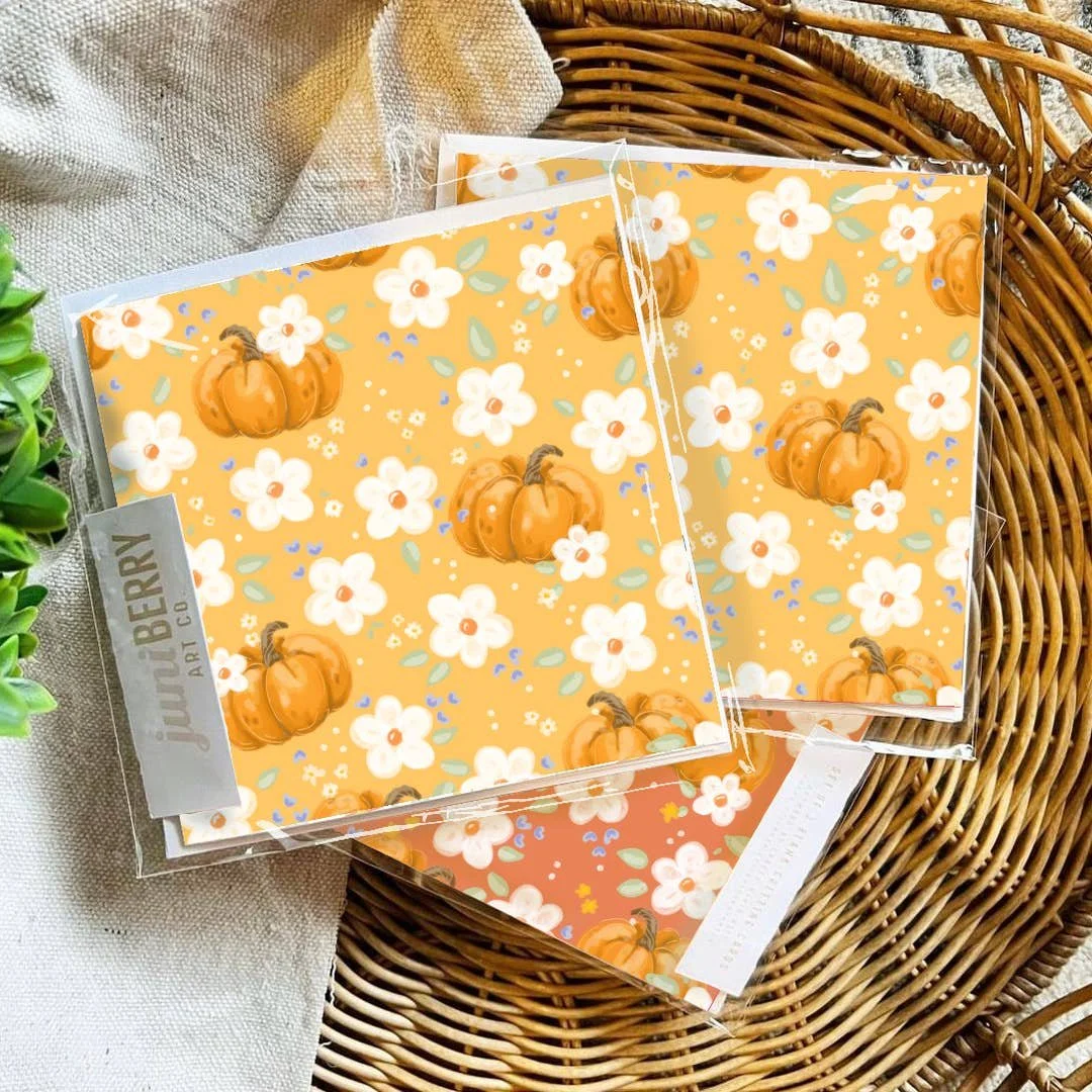 Pumpkins & Posies Stationery Set-Everyday Note Cards-5 pack