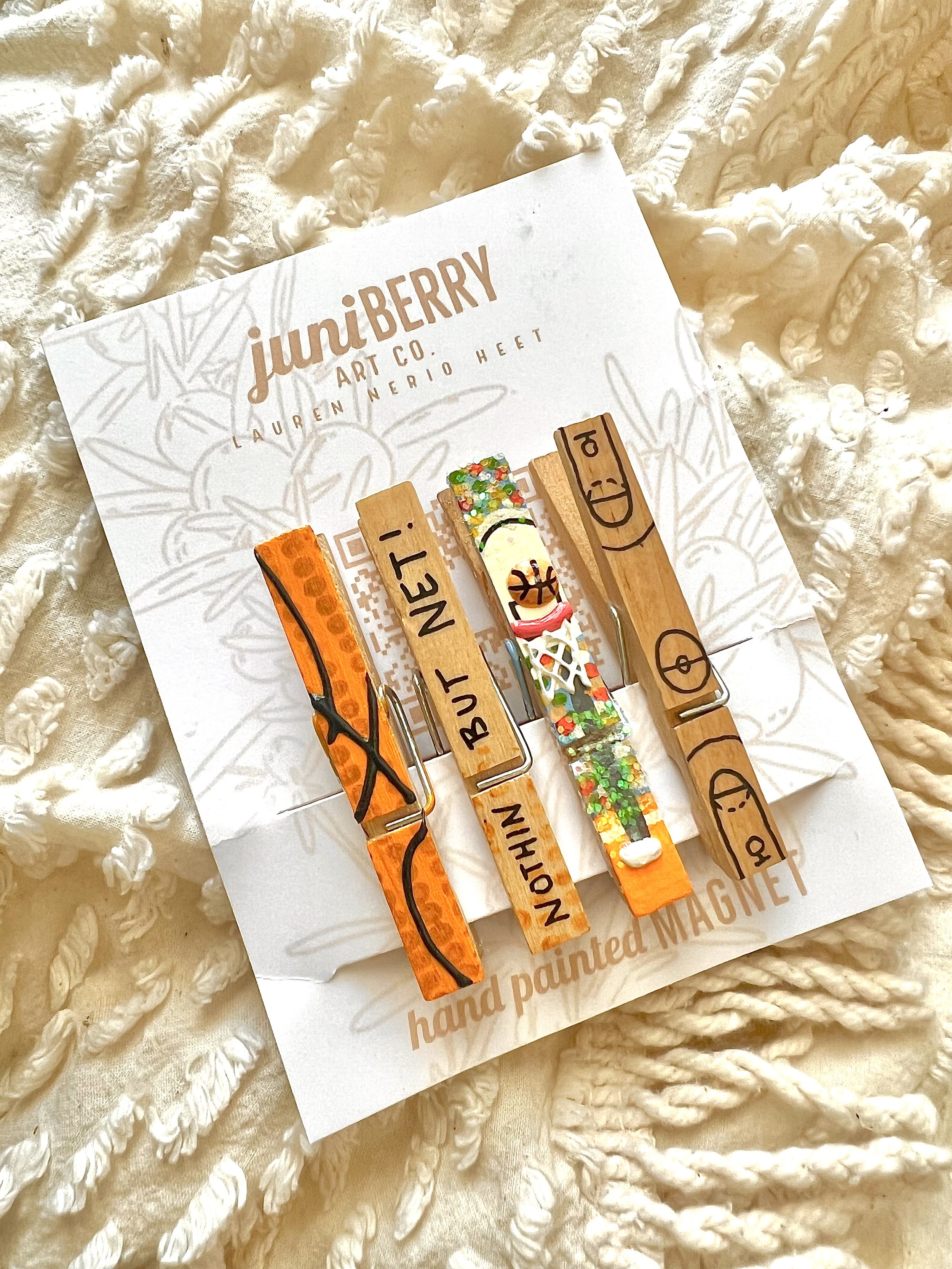 Basketball Lovers Magnetic Clothespin Set