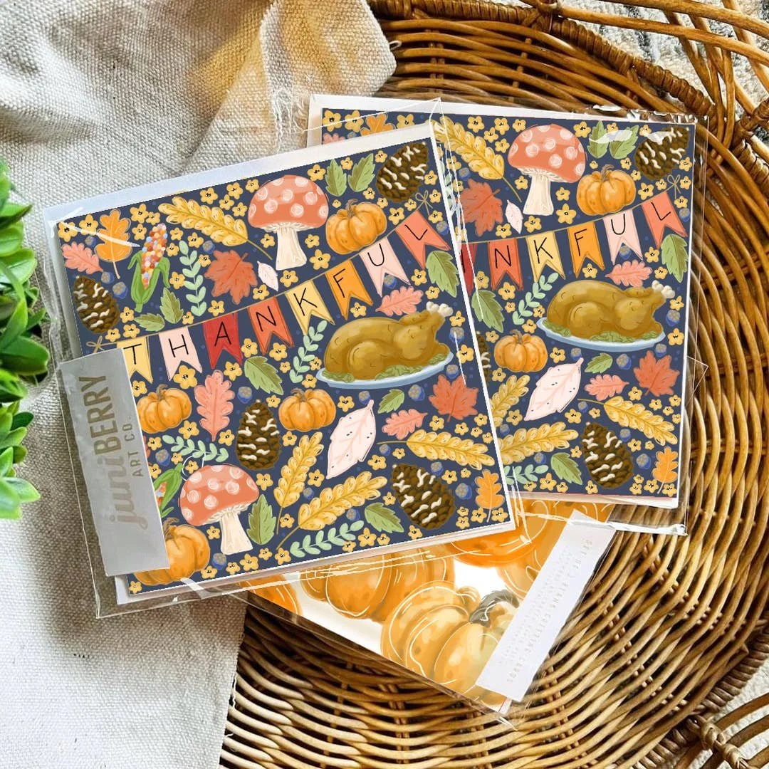 Navy Fall Stationery Set-Everyday Note Cards- 5 pack