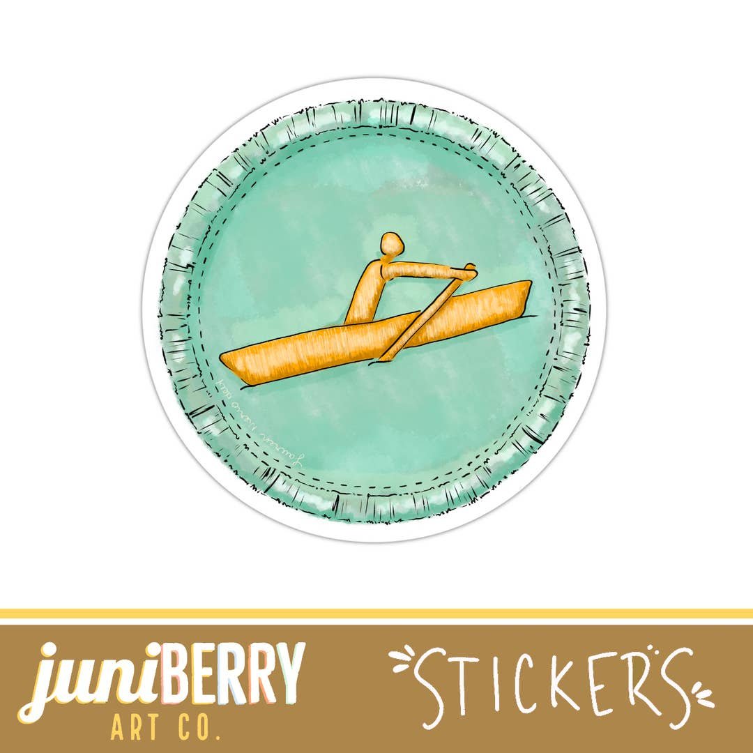 Aqua Canoeing Patch- Nature Vinyl Sticker