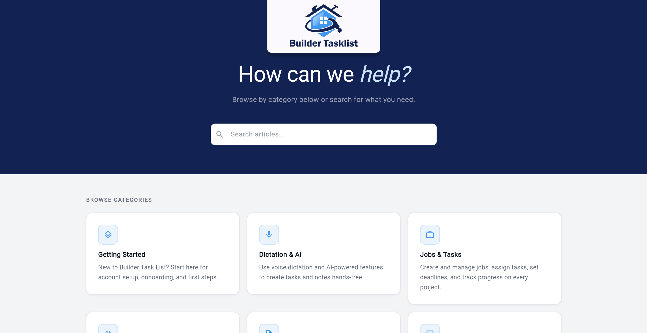 Builder Tasklist Now Has a Help Center