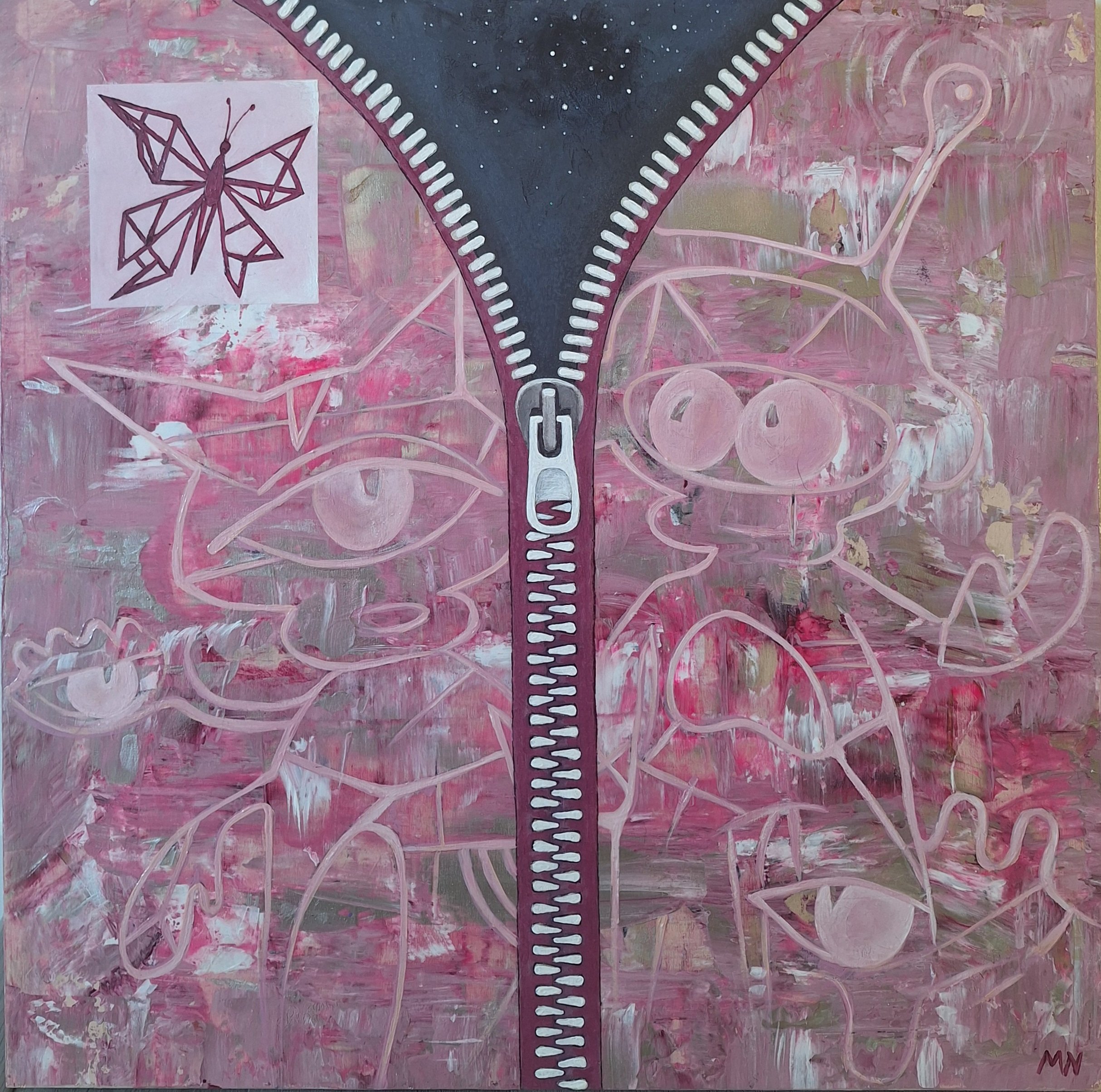 Consciousness Debate, 24" x 24" (Acrylic on wood)