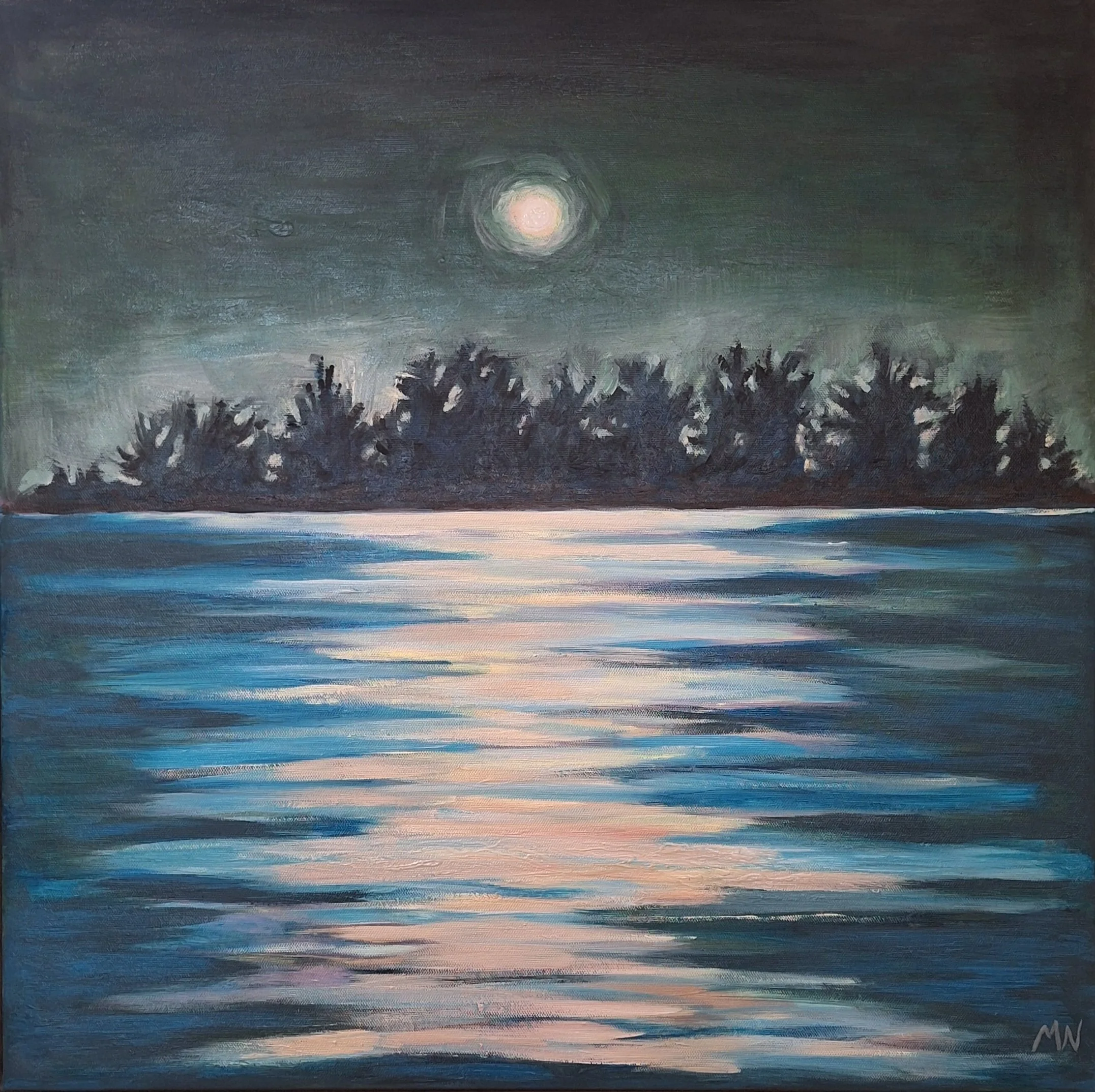 Breathing In The Night, 20" x 20" (Acrylic on canvas)