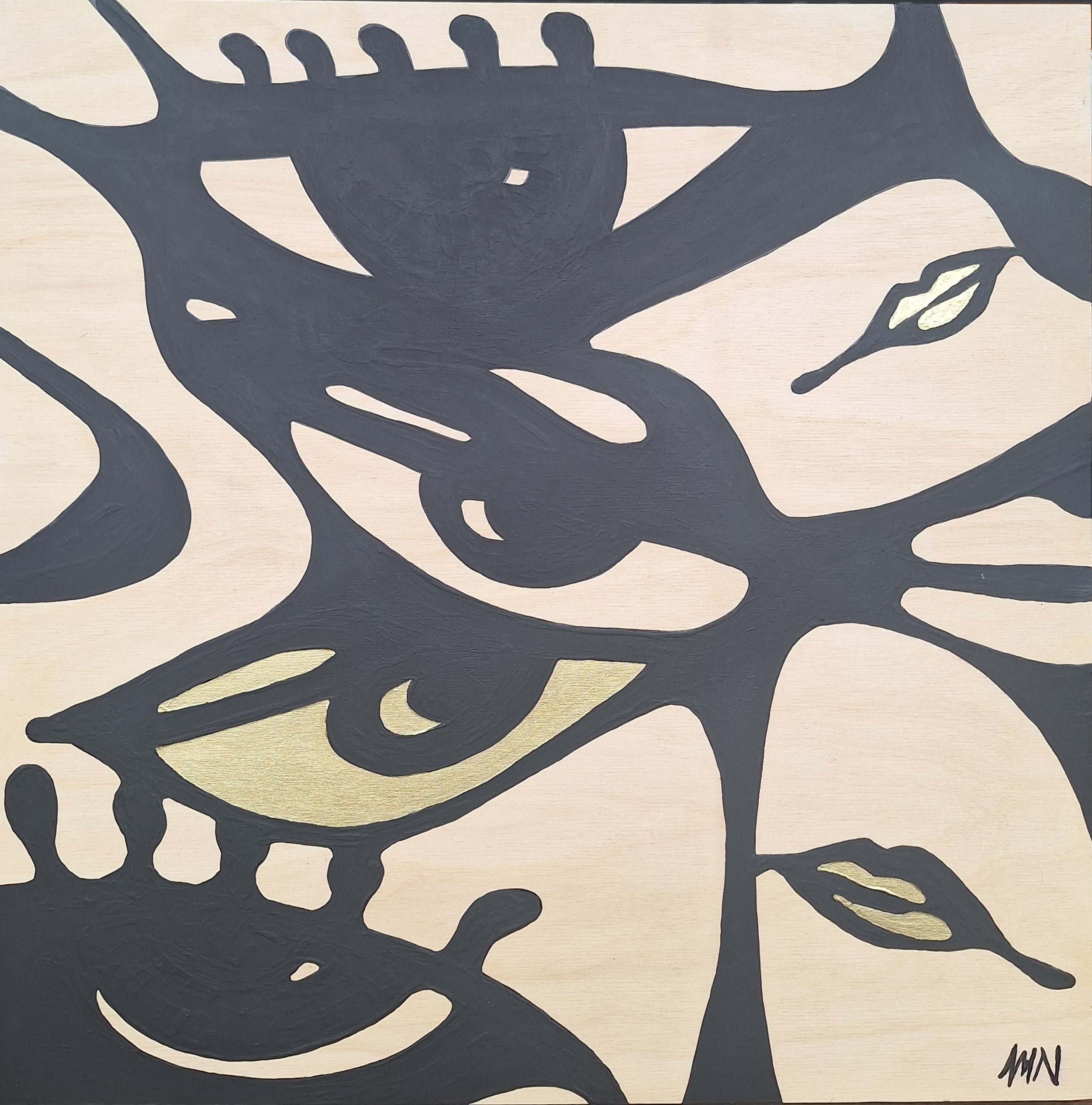 Gilded Lips Of Masked Authentication, 18" x 18"