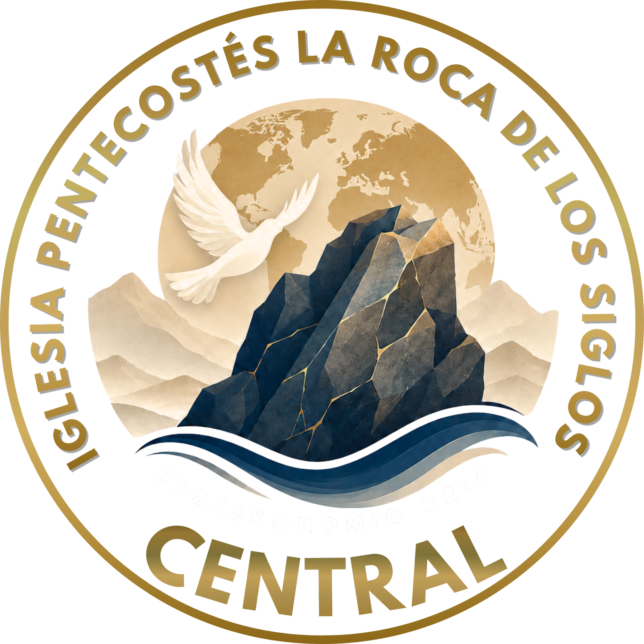 Un logotipo circular con un globo terráqueo en el centro, rodeado por el texto 'Instituto de Estudios La Roca' y 'Gente con Valores', en colores dorado y negro.