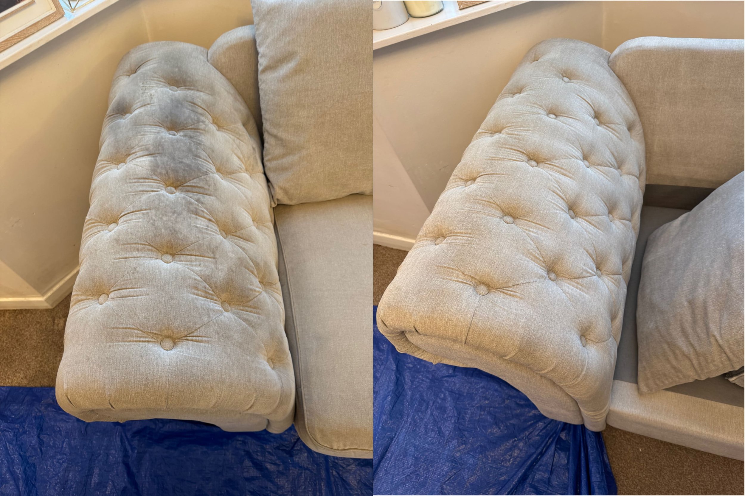Transformed fabric sofa after deep upholstery cleaning Preston