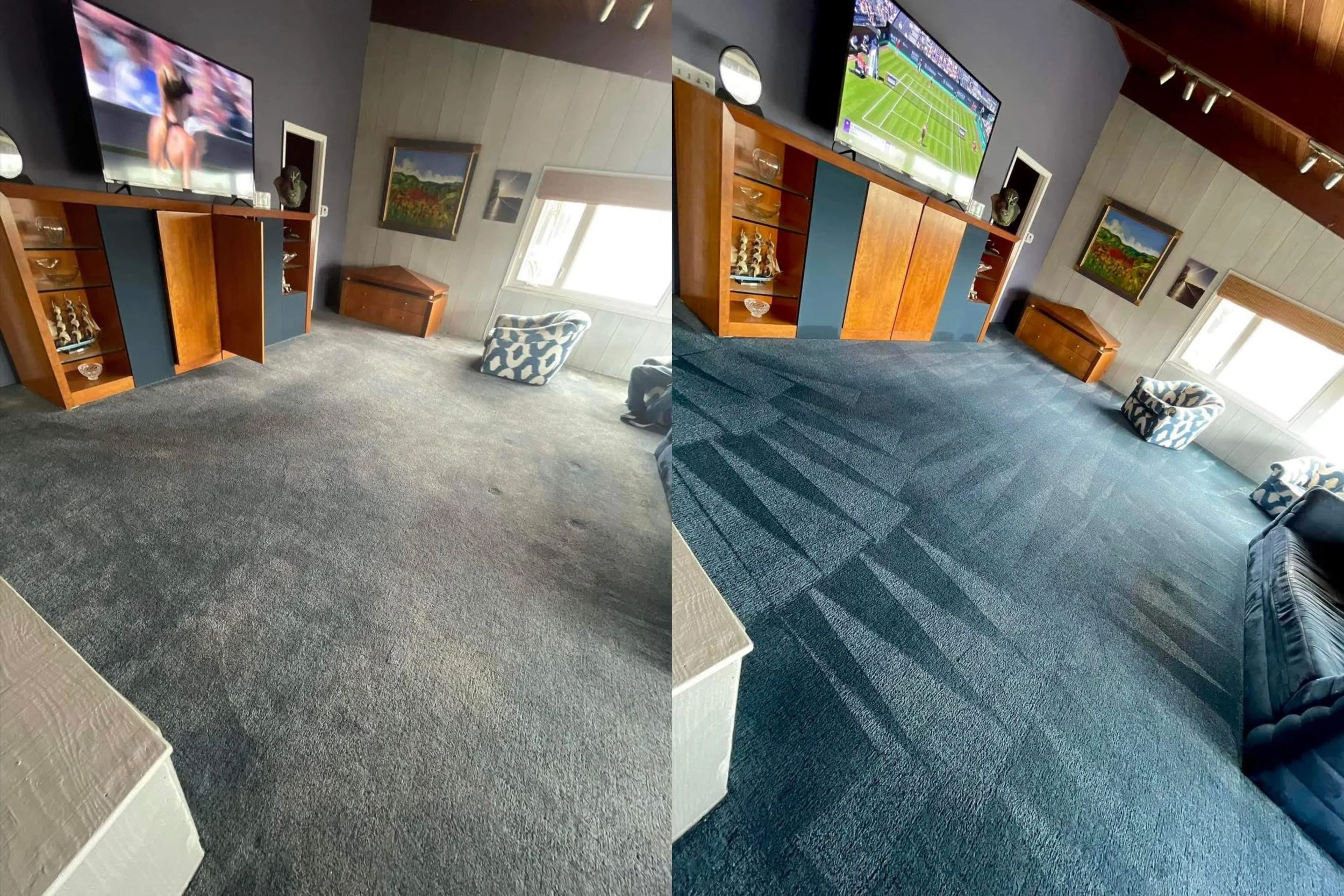 Professional carpet dyeing to restore faded colour and revive carpet's original vibrancy.