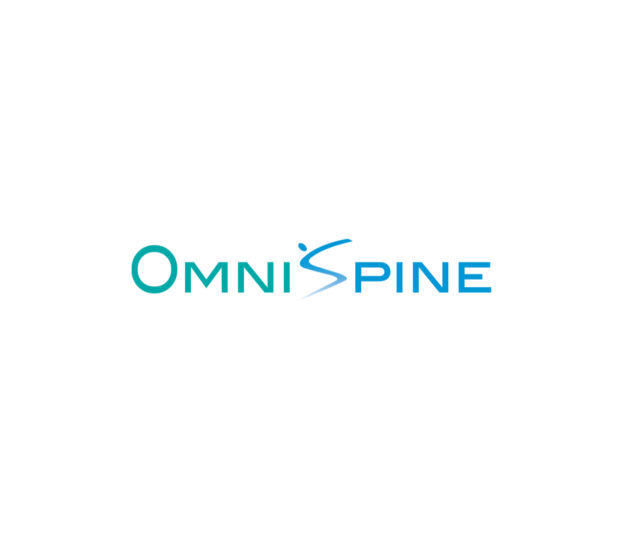 OMNISPINE logo with a circular symbol and stylized blue lines under the text.