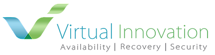Logo of Virtual Innovation with a checkmark design and the words 'Availability | Recovery | Security' below