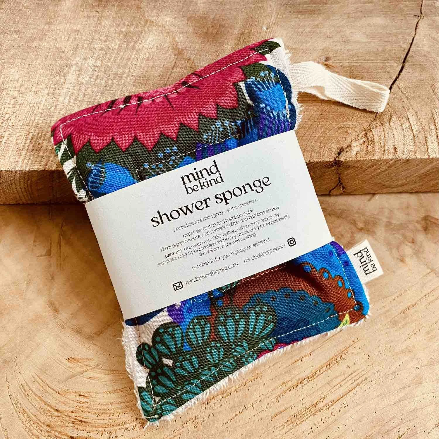washable, reusable cotton and bamboo shower sponge