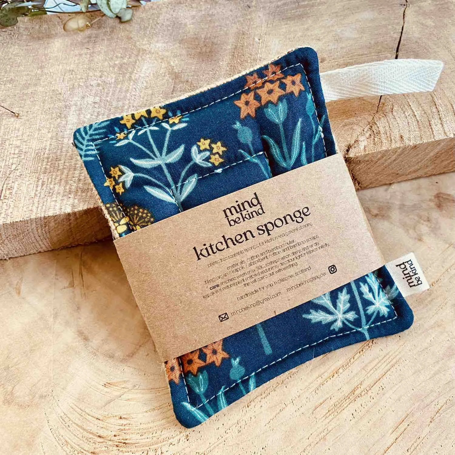 washable, reusable cotton and jute kitchen sponge