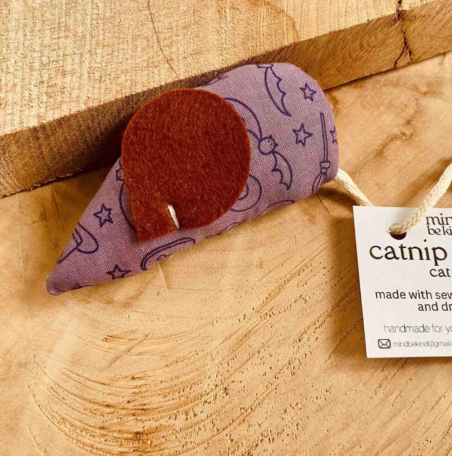 scrap fabric catnip mouse with bell