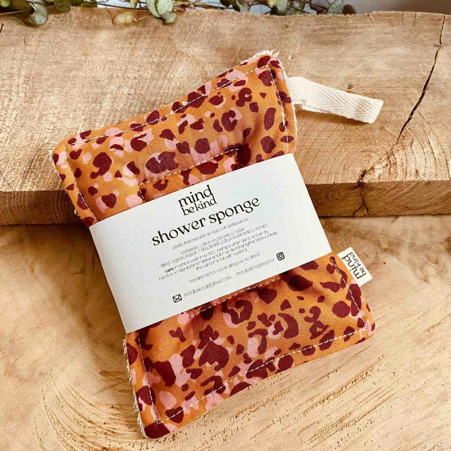 washable, reusable cotton and bamboo shower sponge