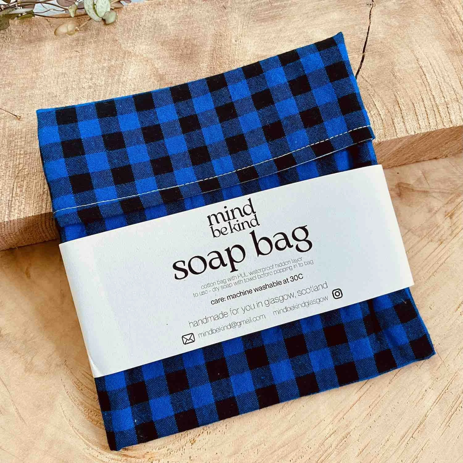 soap bag - fold over pouch for soap and cosmetics, with waterproof lining