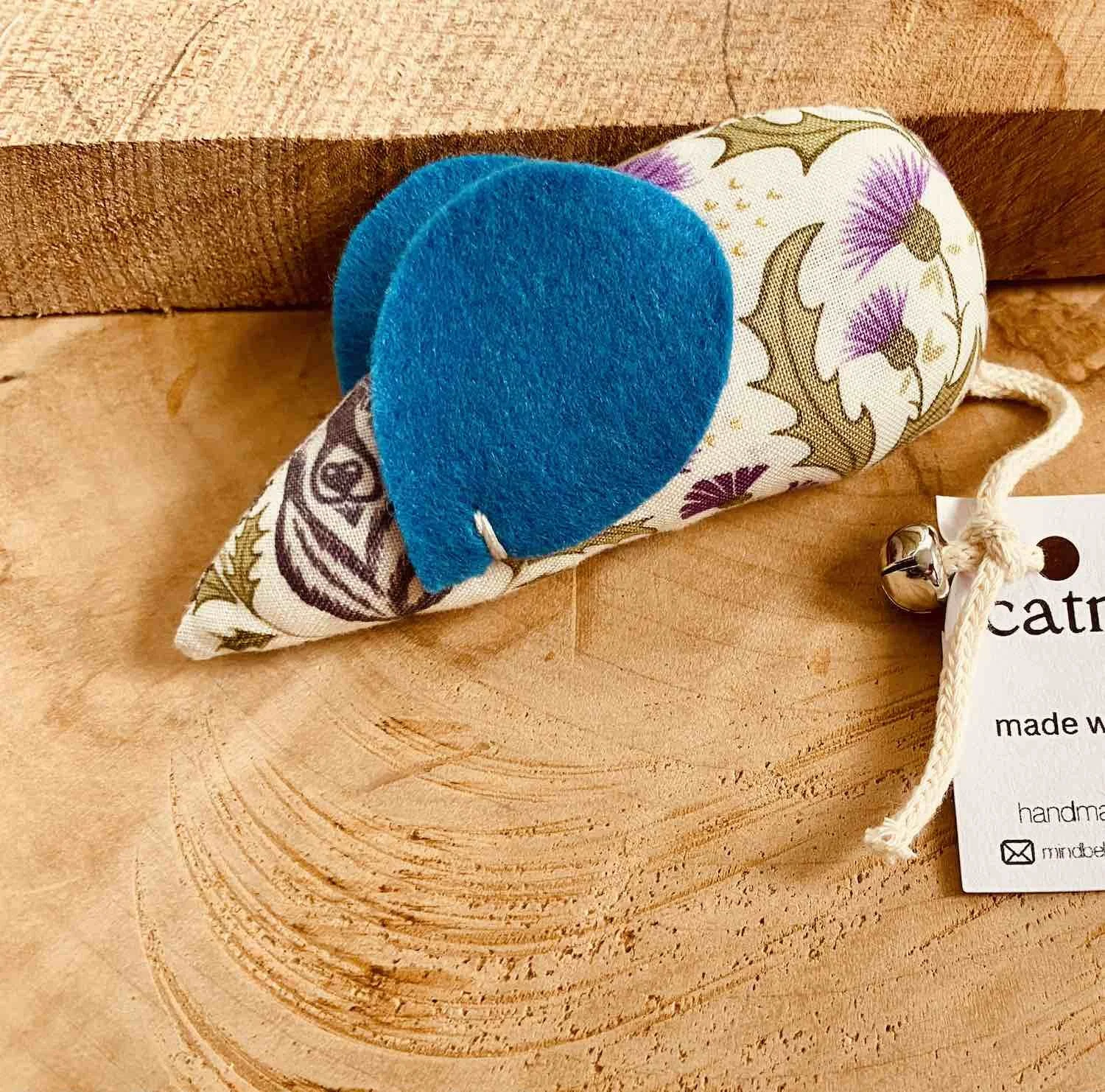 scrap fabric catnip mouse with bell