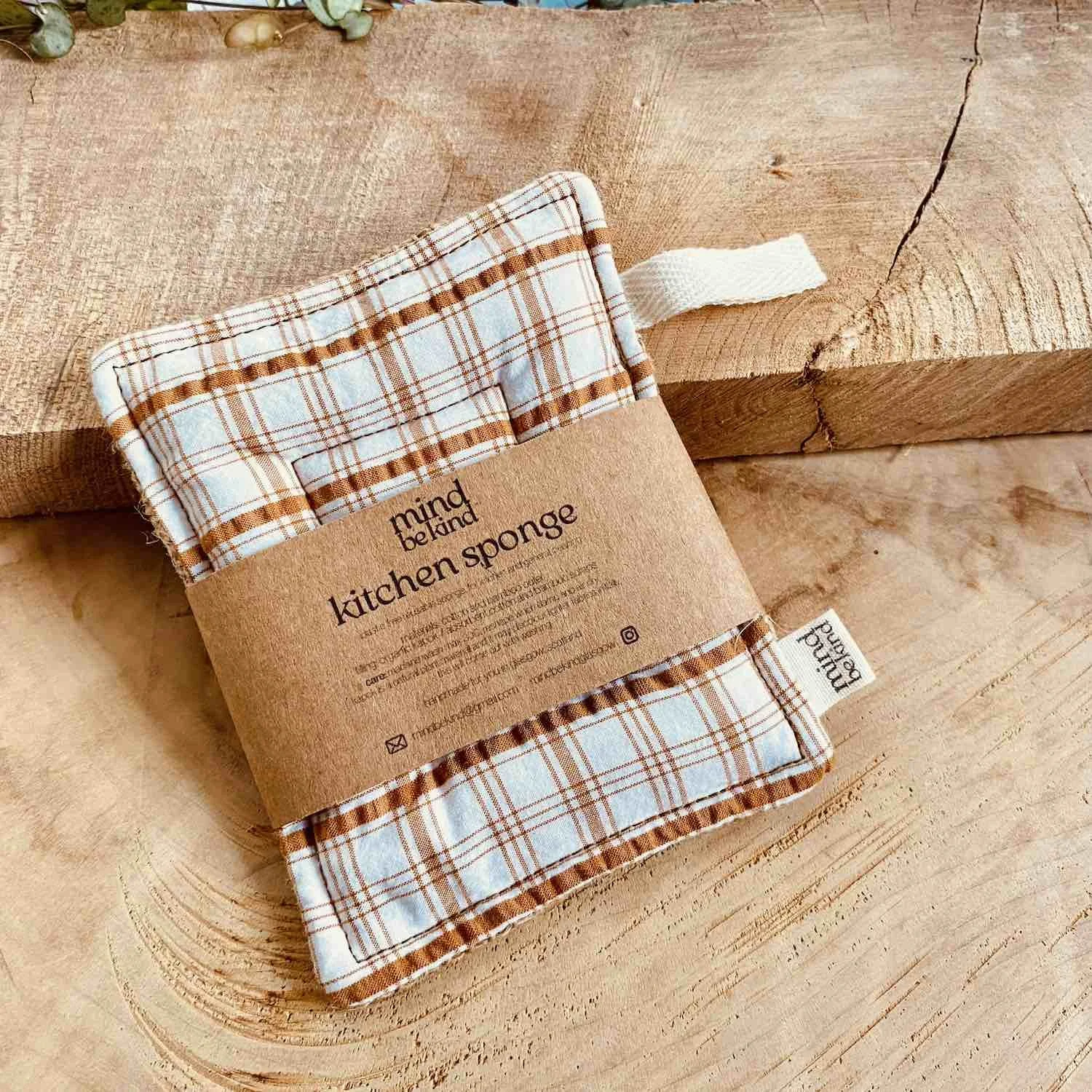 washable, reusable cotton and jute kitchen sponge