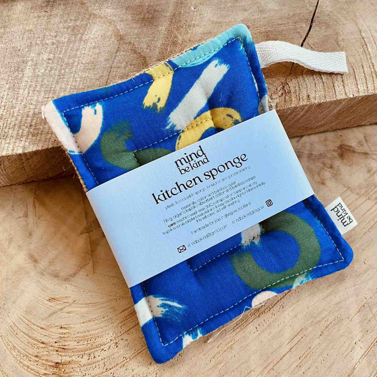 washable, reusable cotton and jute kitchen sponge