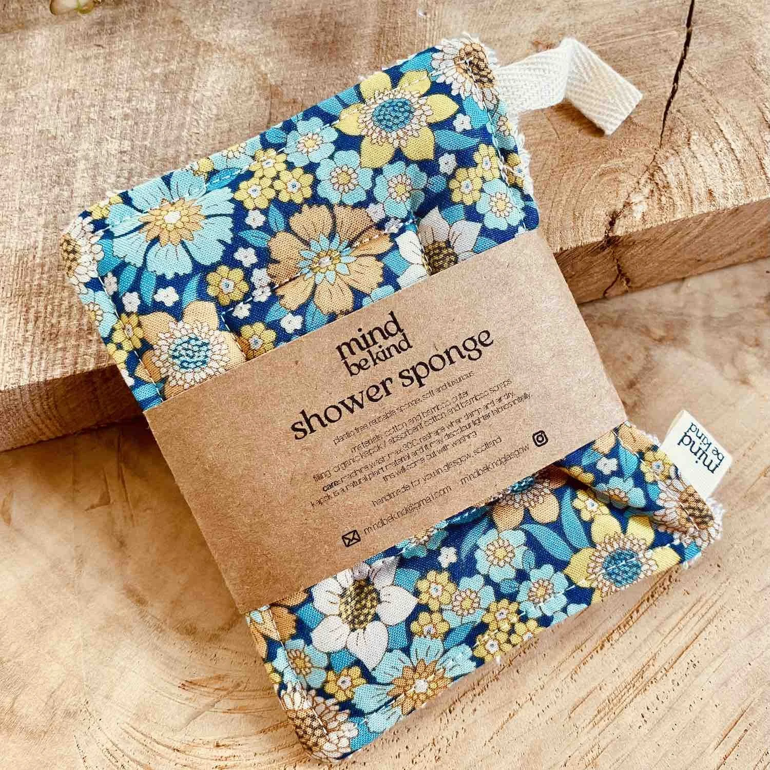 washable, reusable cotton and bamboo shower sponge