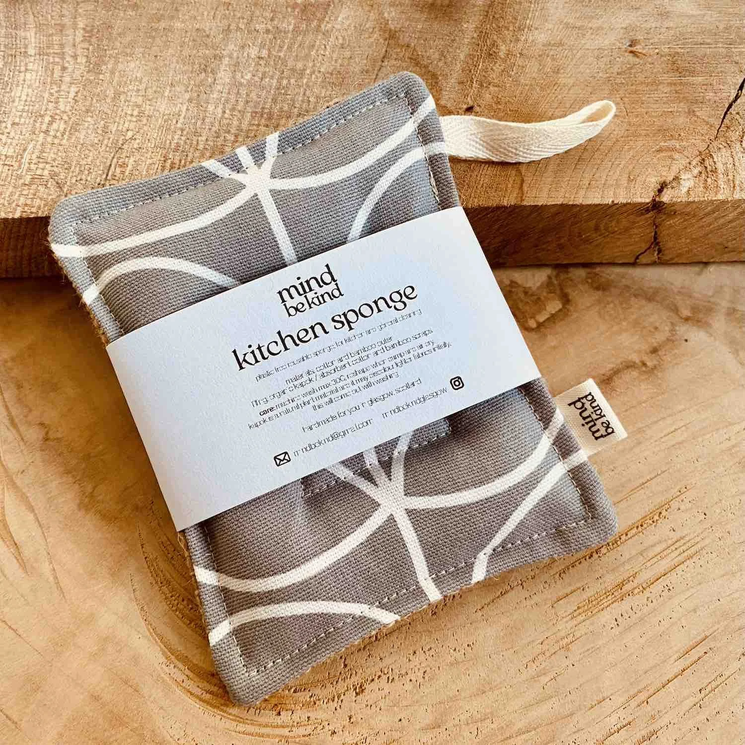 washable, reusable cotton and jute kitchen sponge