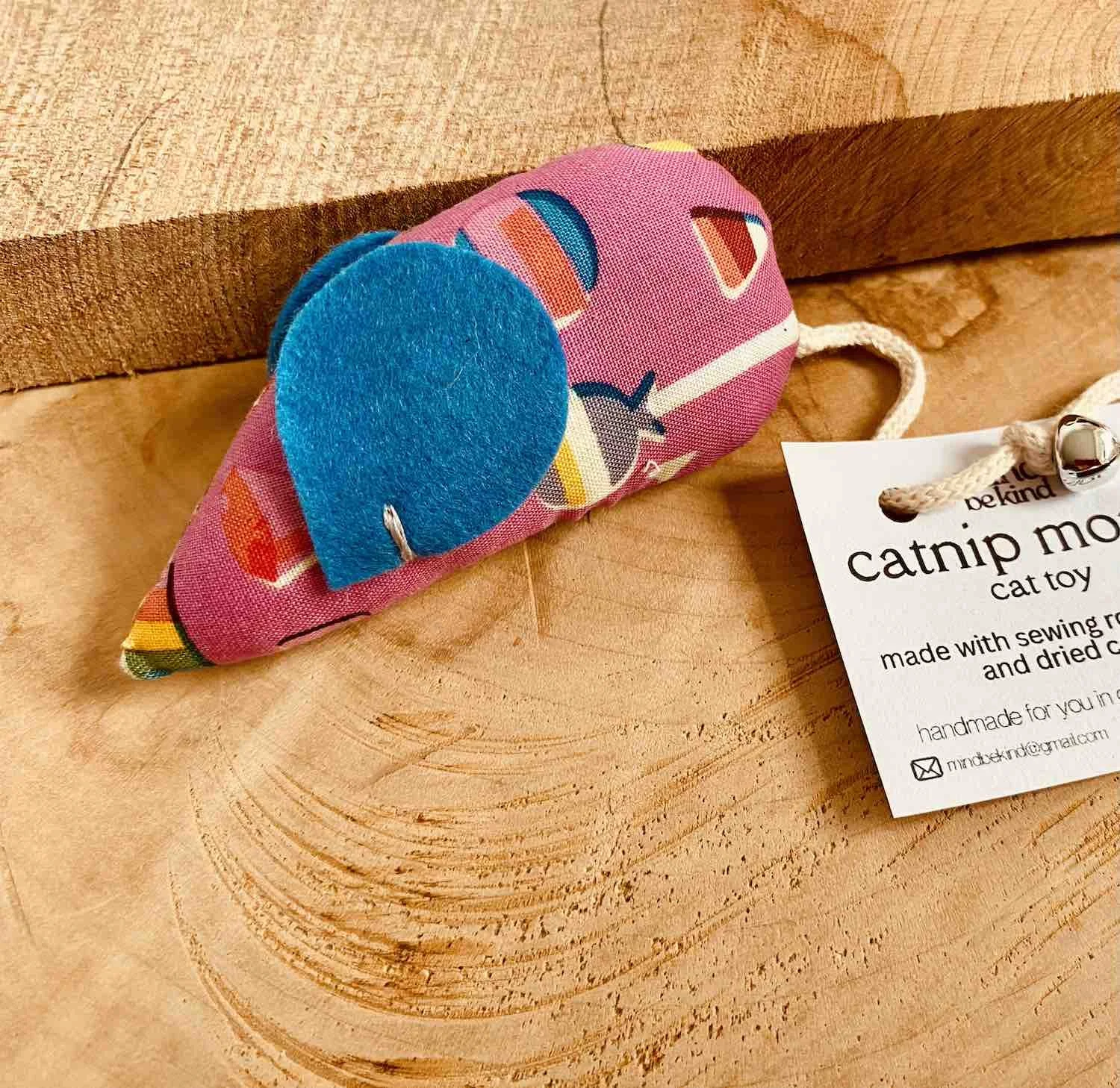 scrap fabric catnip mouse with bell