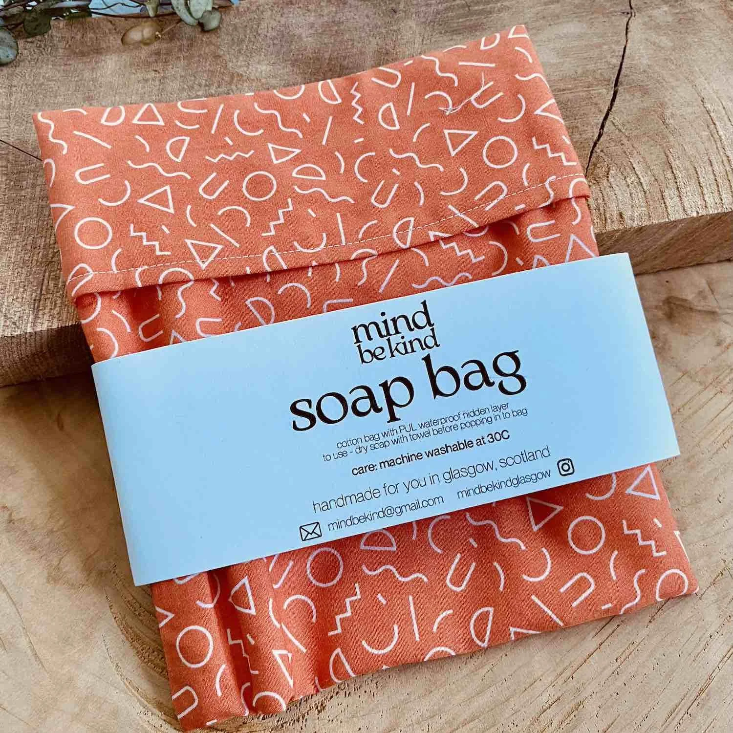 soap bag - fold over pouch for soap and cosmetics, with waterproof lining