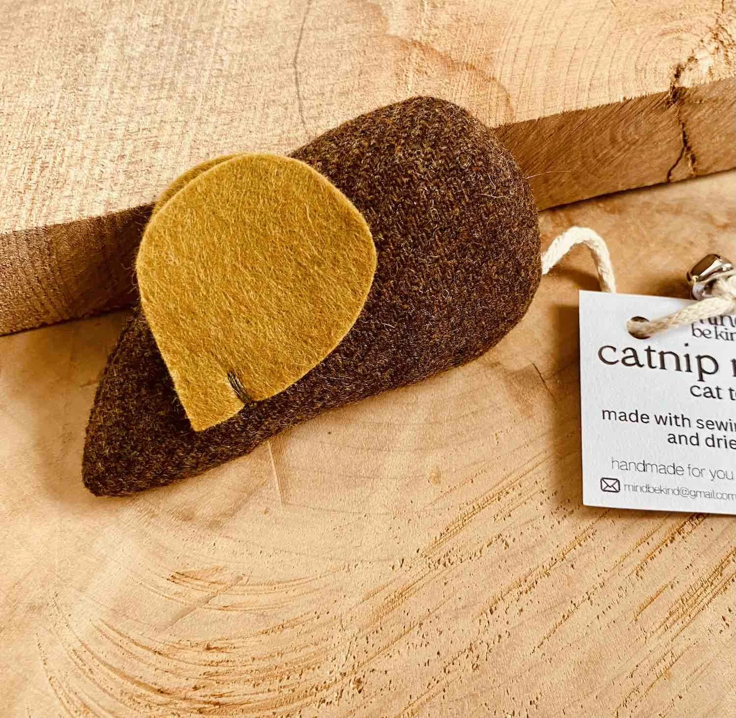 scrap fabric catnip mouse with bell