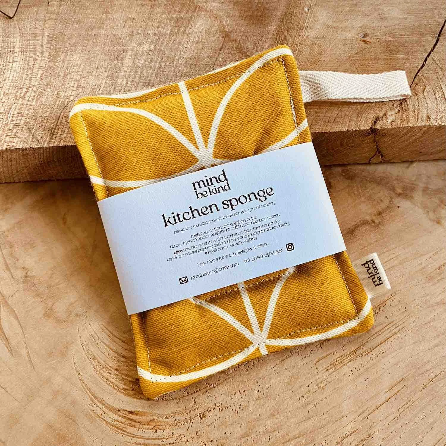 washable, reusable cotton and jute kitchen sponge