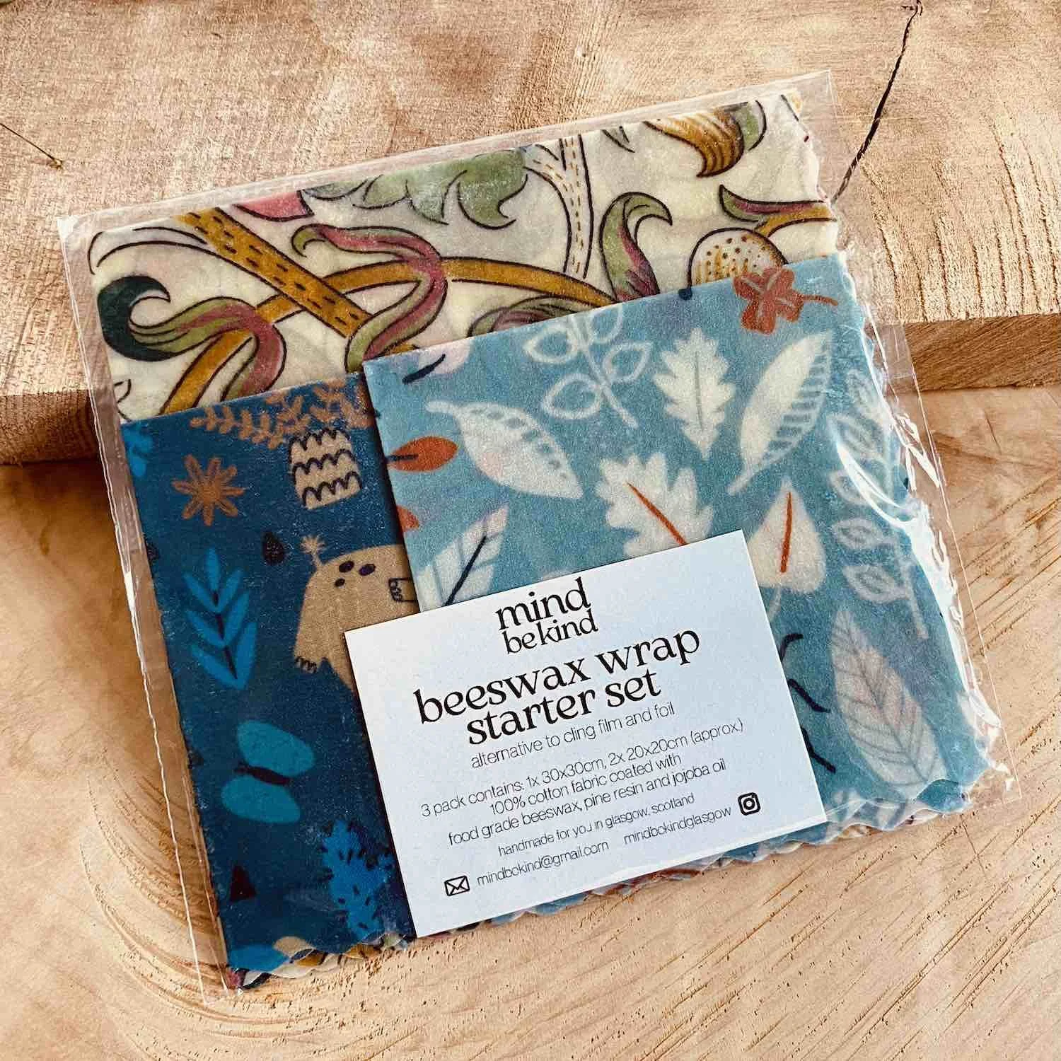 beeswax food wraps - 3 pack