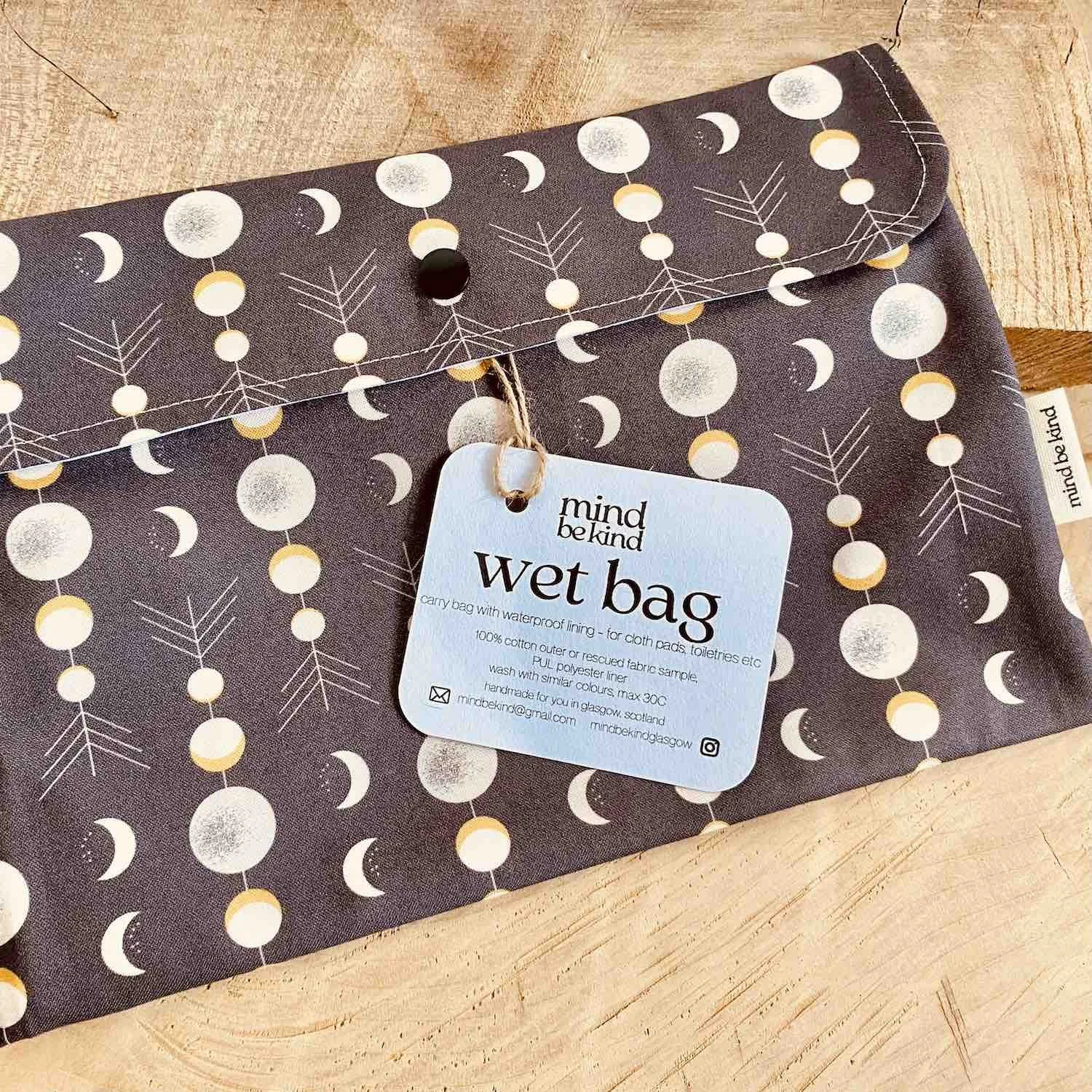cotton wet bag with waterproof fabric lining