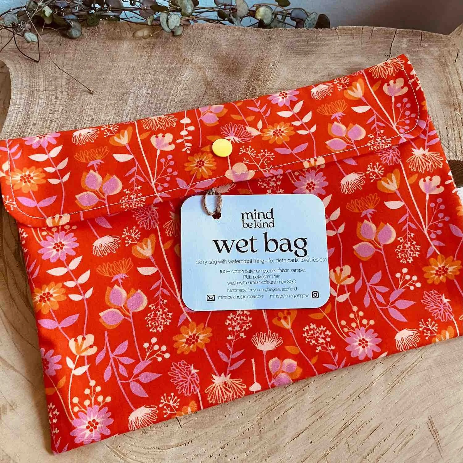 cotton wet bag with waterproof fabric lining