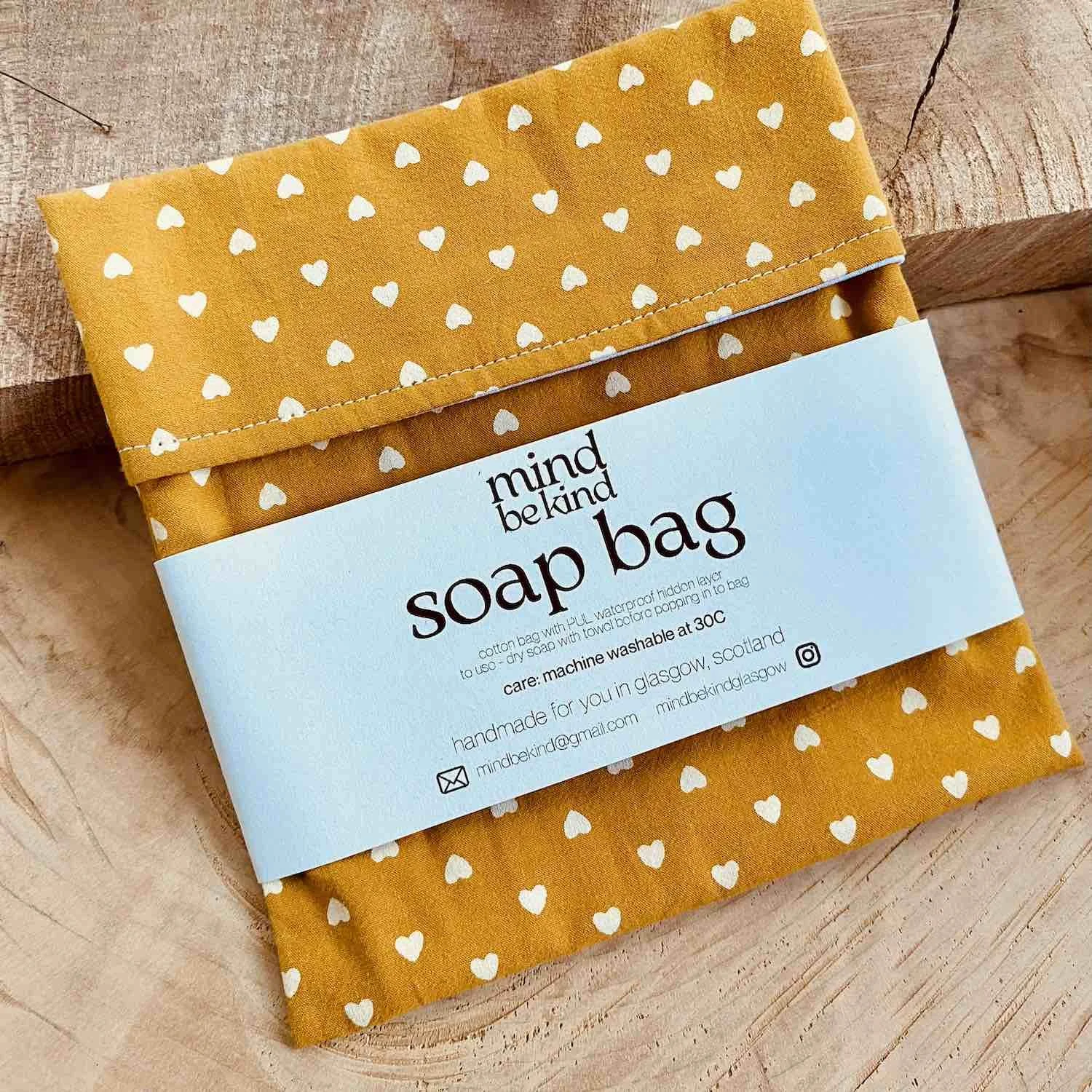 soap bag - fold over pouch for soap and cosmetics, with waterproof lining