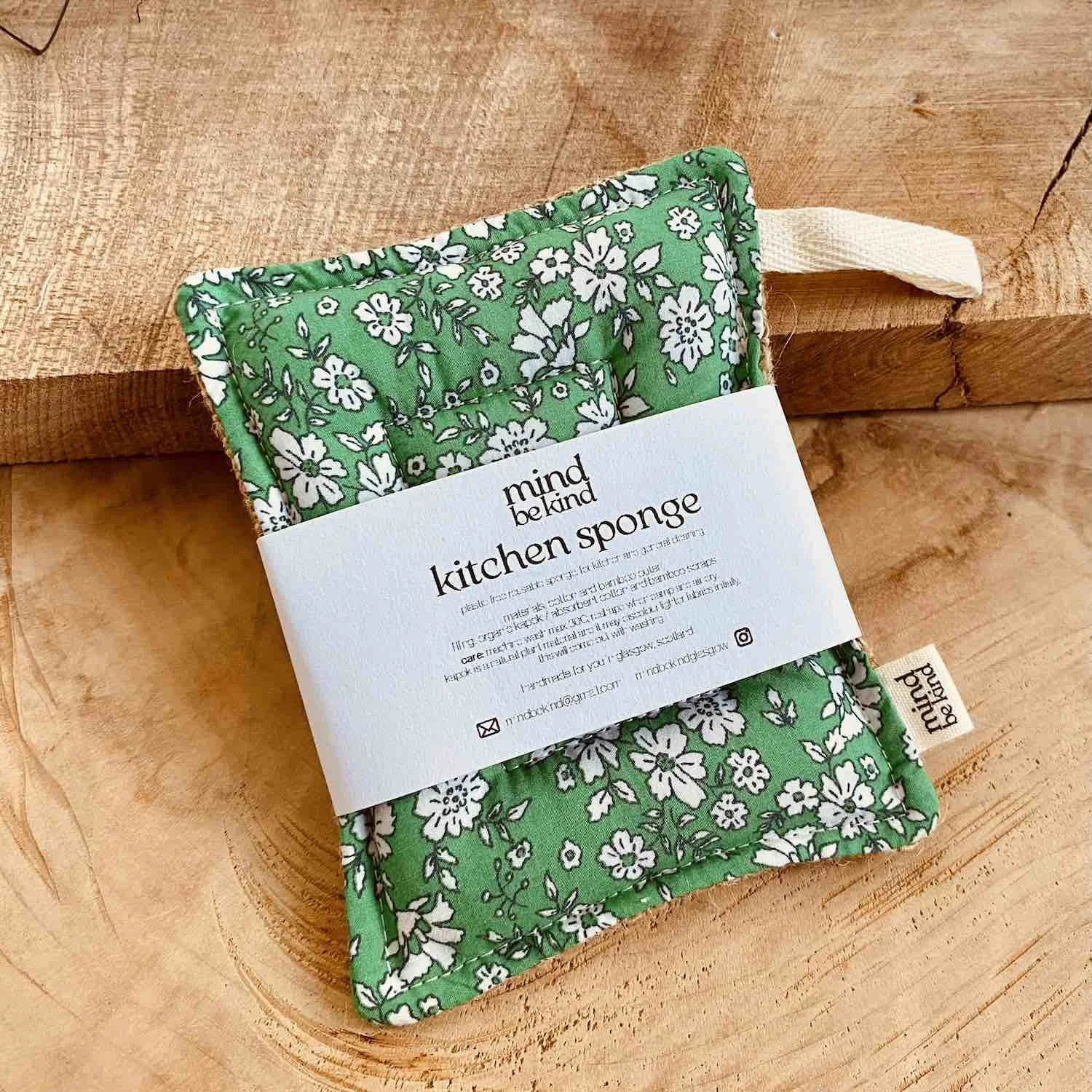 washable, reusable cotton and jute kitchen sponge