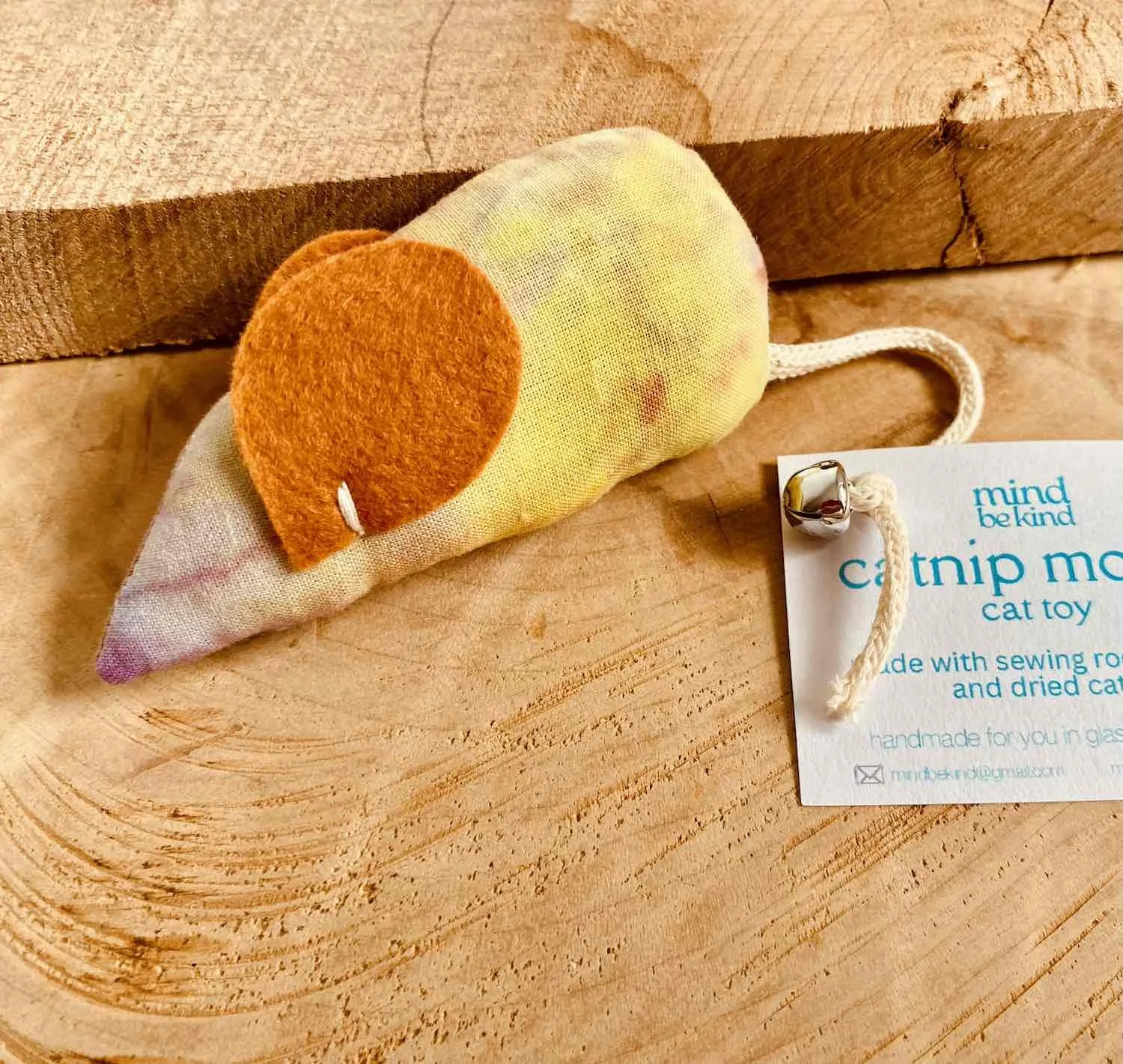 scrap fabric catnip mouse with bell