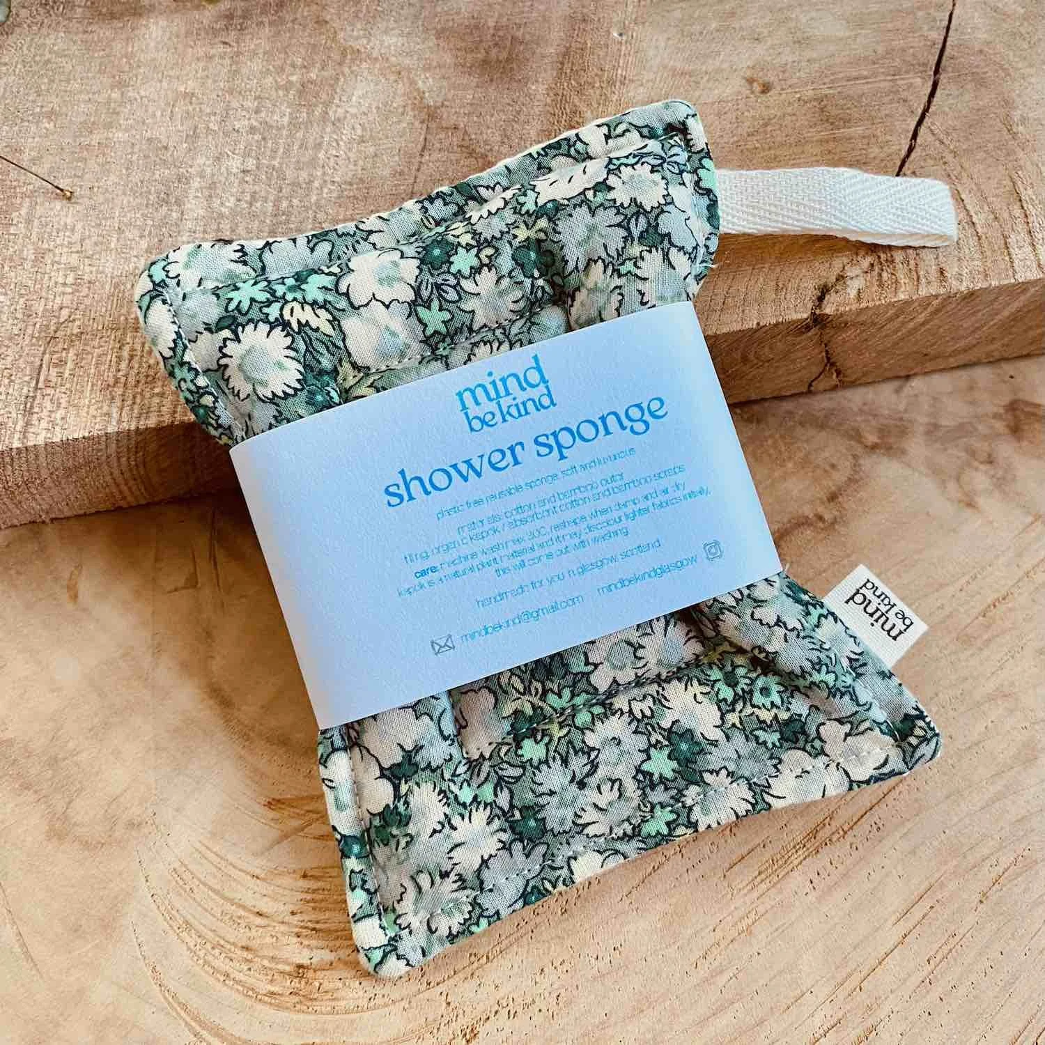 washable, reusable cotton and bamboo shower sponge
