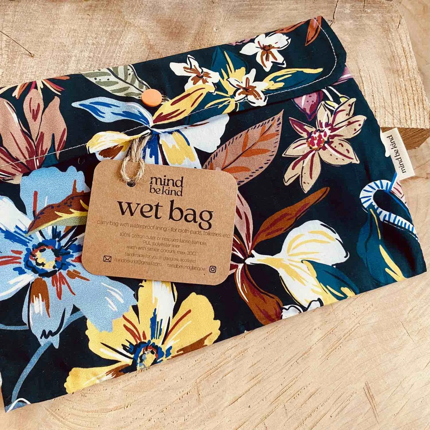 cotton wet bag with waterproof fabric lining