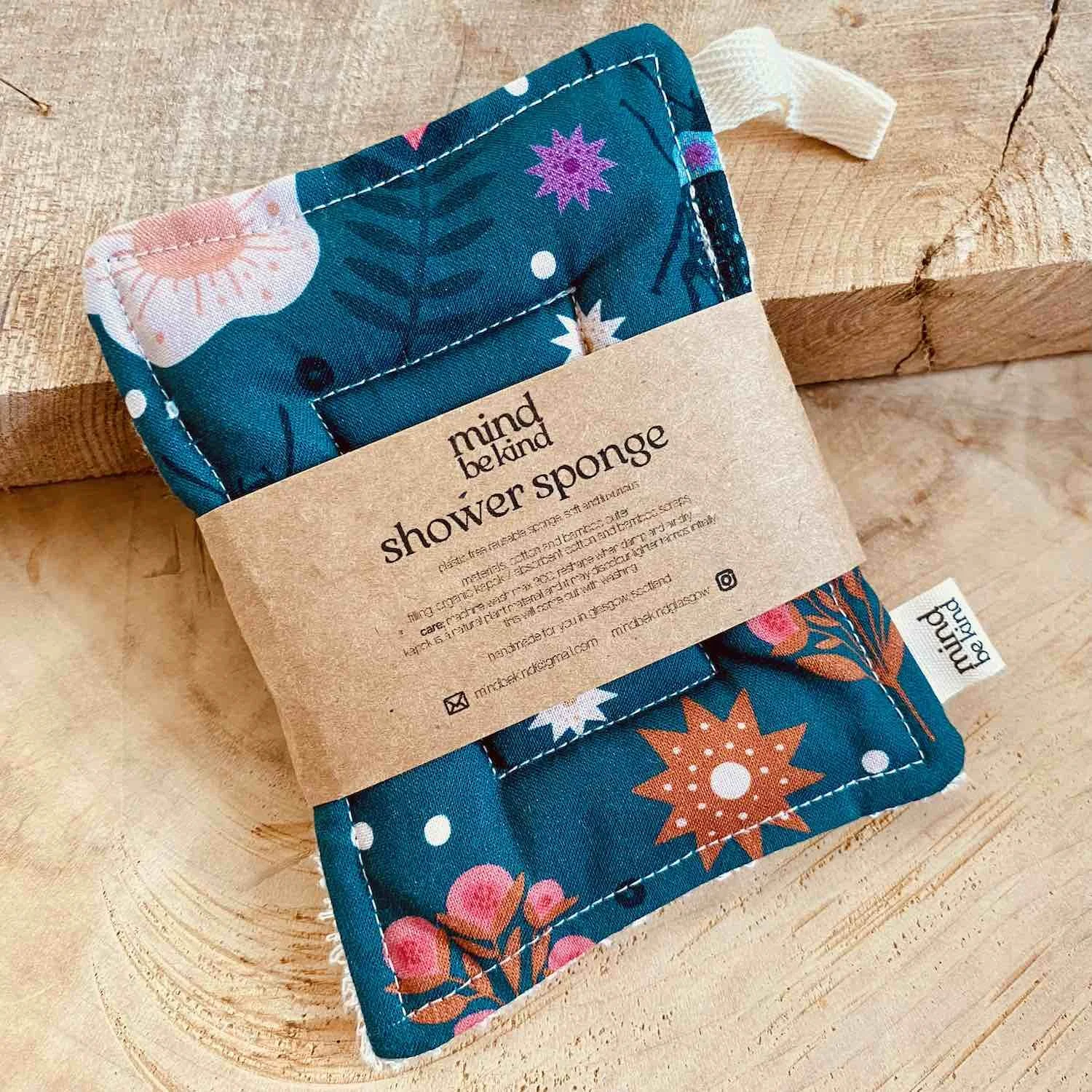 washable, reusable cotton and bamboo shower sponge