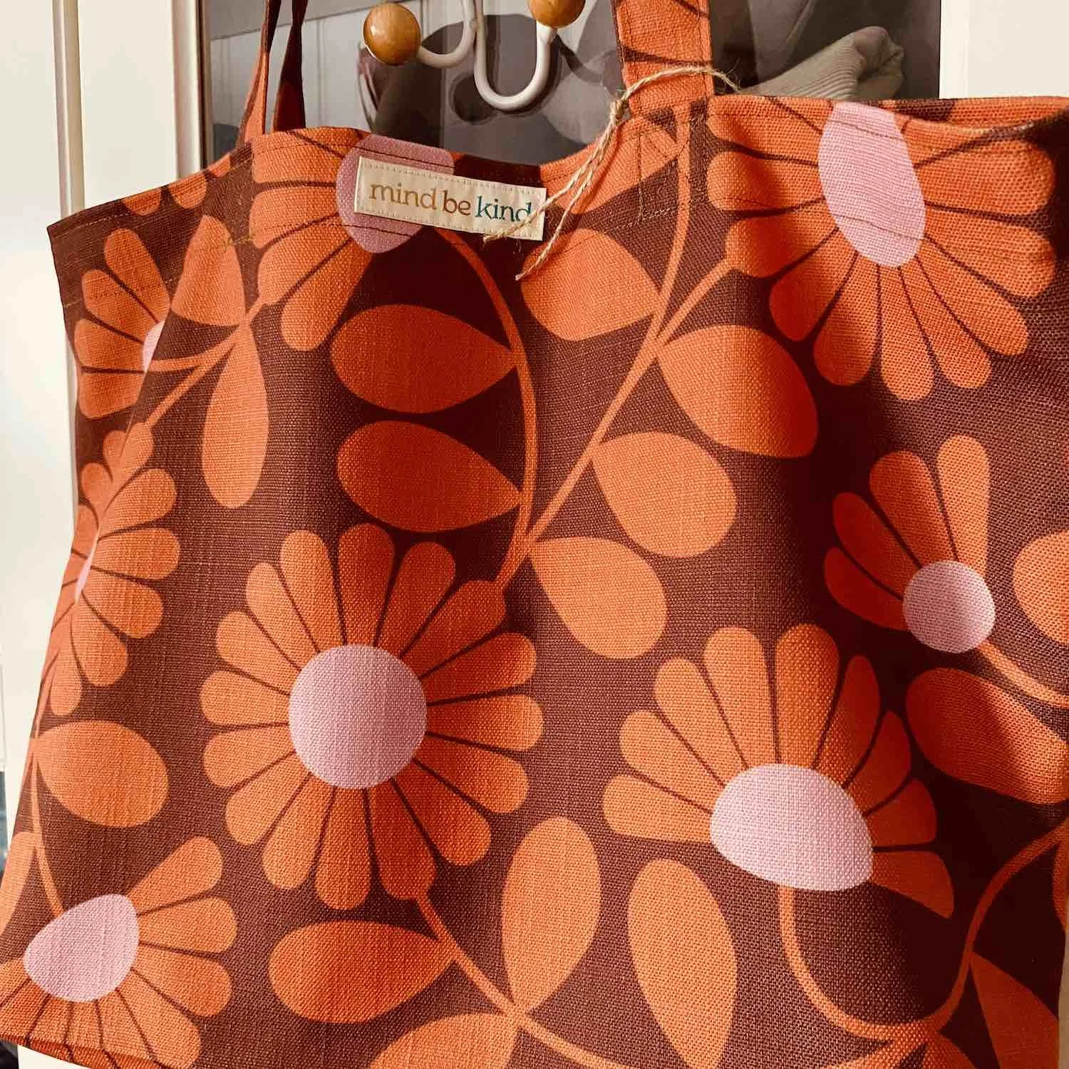 upcycled lined tote bag
