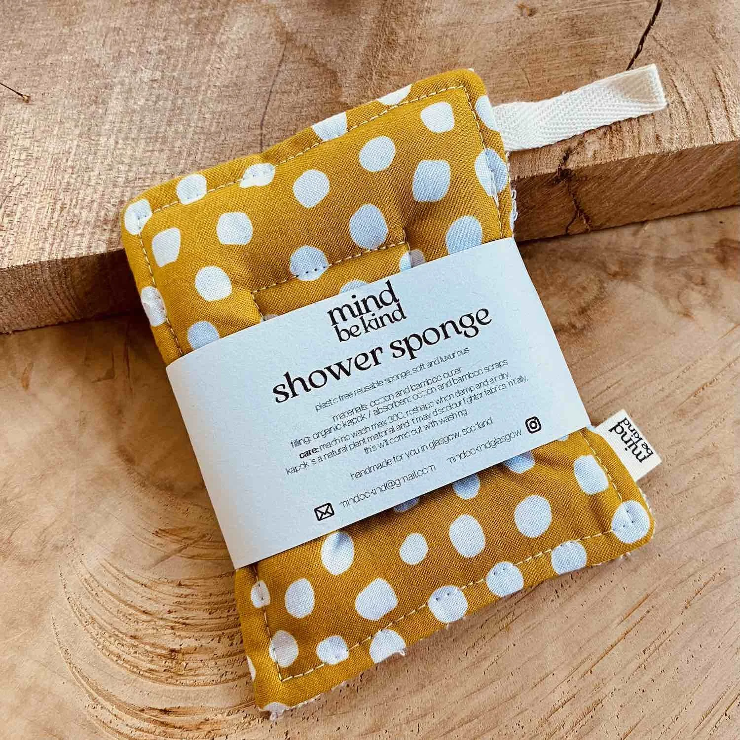 washable, reusable cotton and bamboo shower sponge