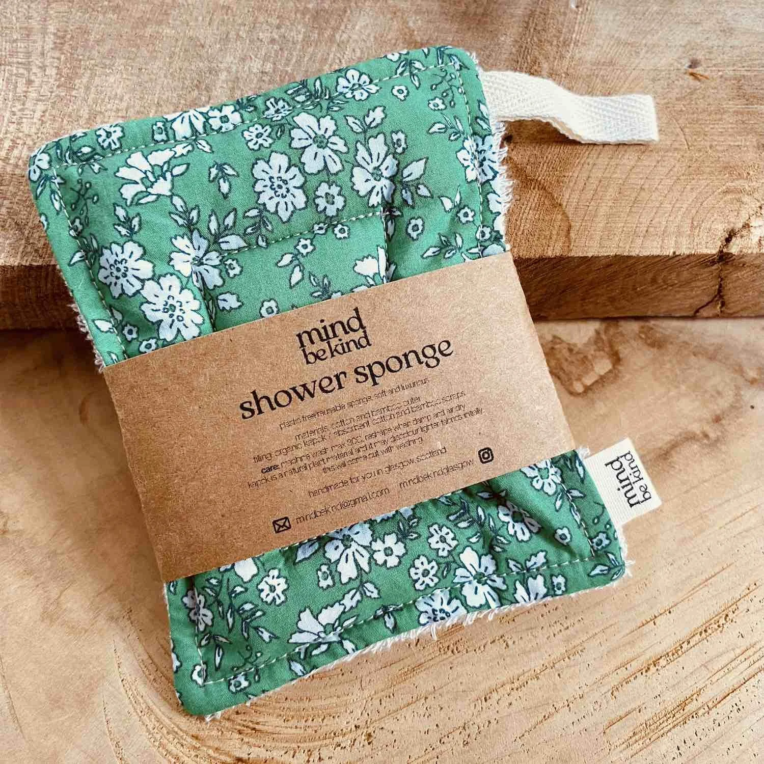 washable, reusable cotton and bamboo shower sponge