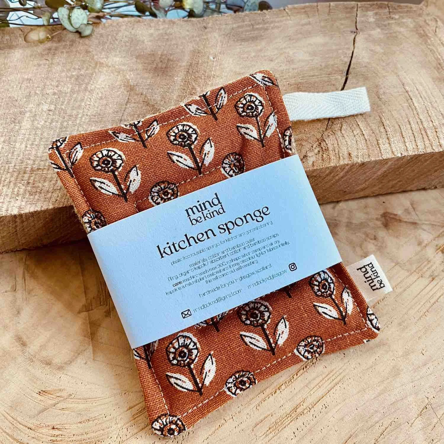 washable, reusable cotton and jute kitchen sponge