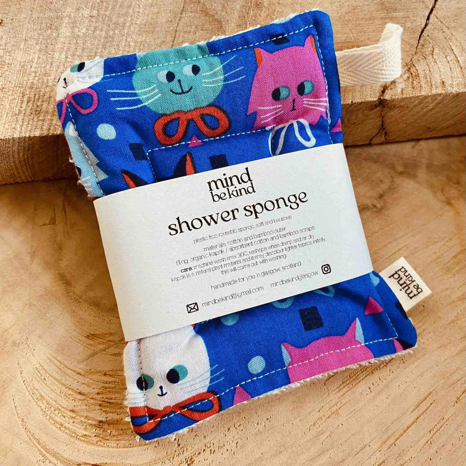 washable, reusable cotton and bamboo shower sponge
