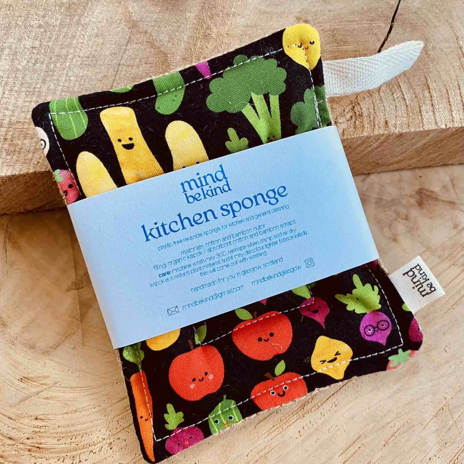 washable, reusable cotton and jute kitchen sponge