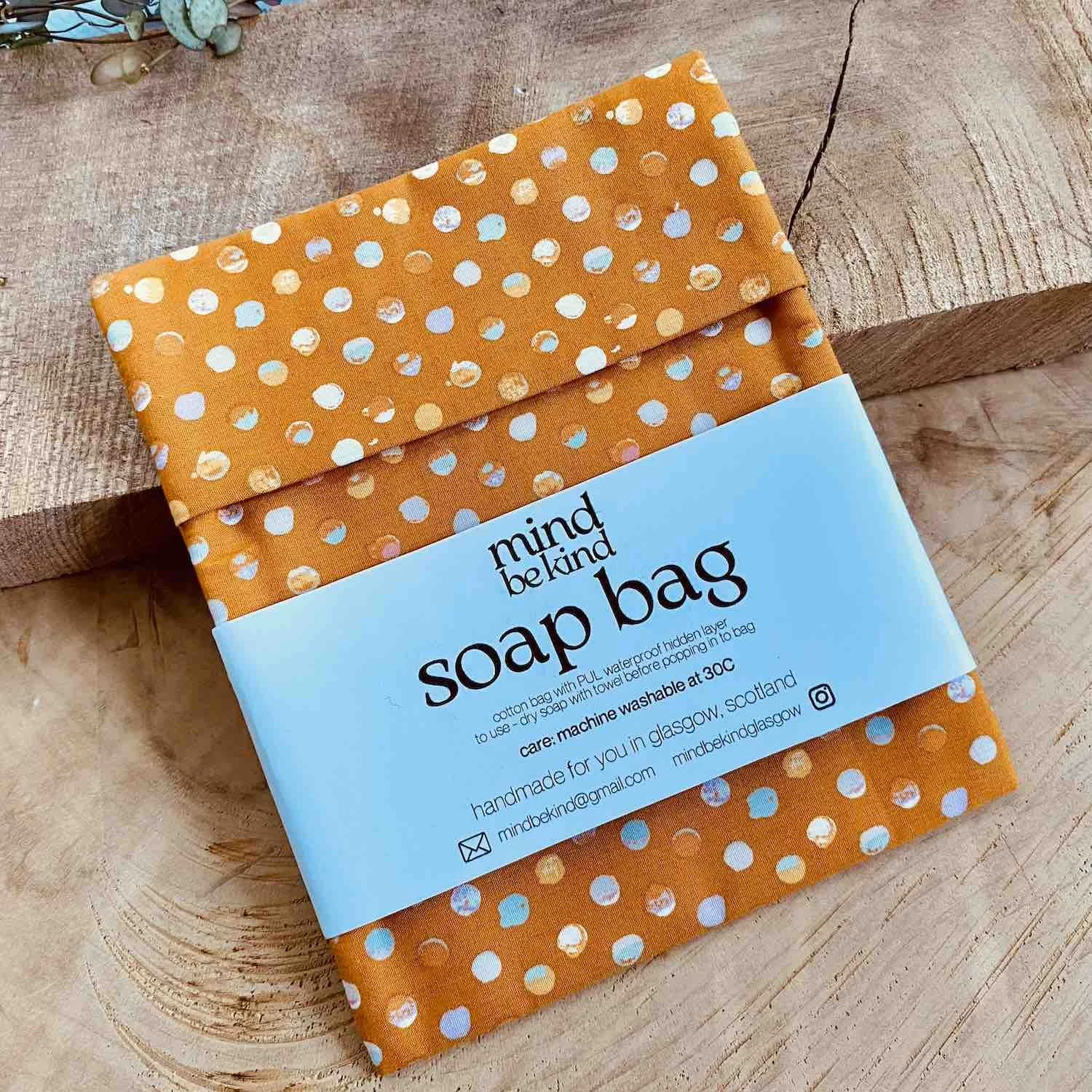 soap bag - fold over pouch for soap and cosmetics - waterproof lining